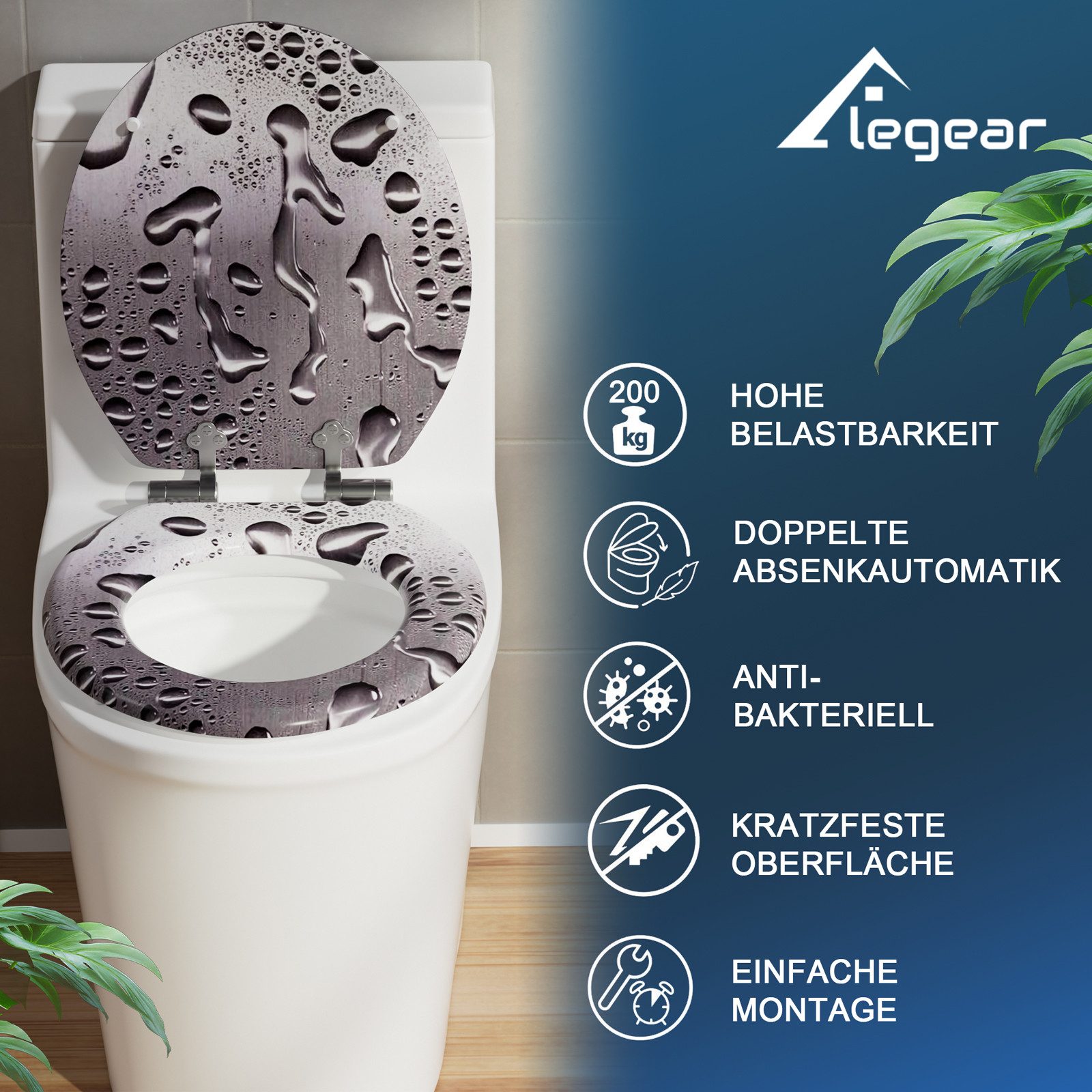 Elegear WC-Sitz Holz Toilettendeckel mit Doppelte günstig online kaufen
