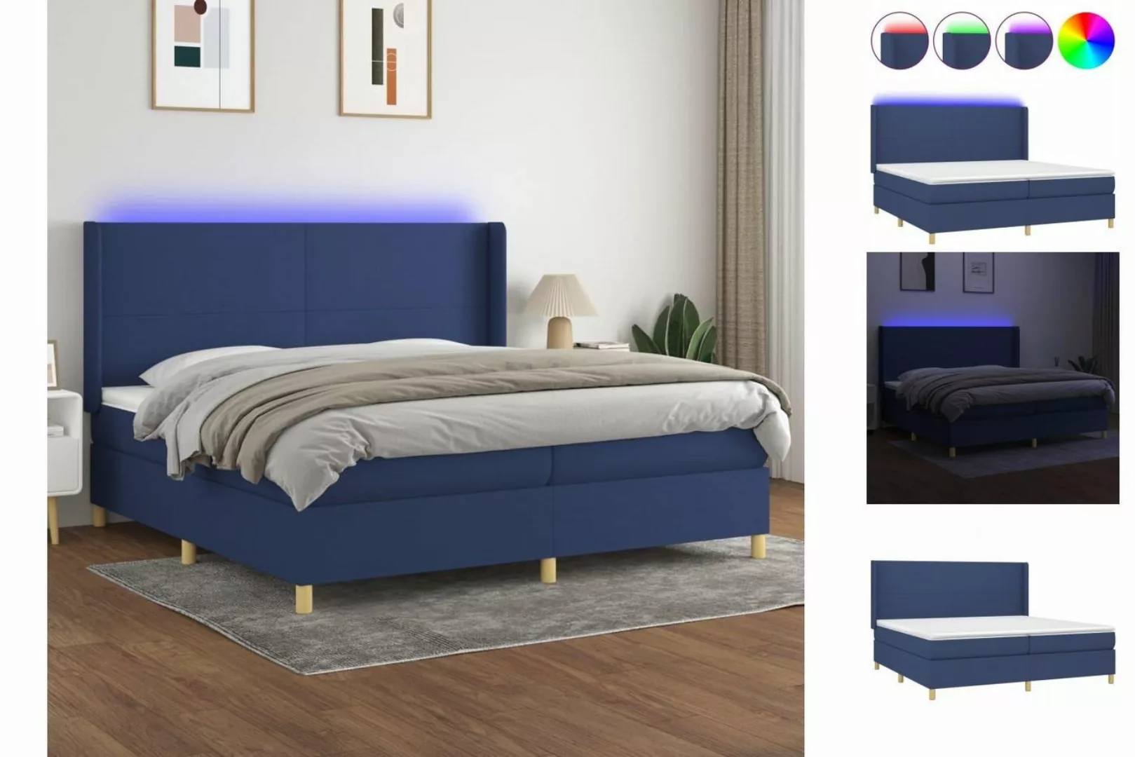 vidaXL Boxspringbett Bett Boxspringbett mit Matratze und LED Stoff (200 x 2 günstig online kaufen