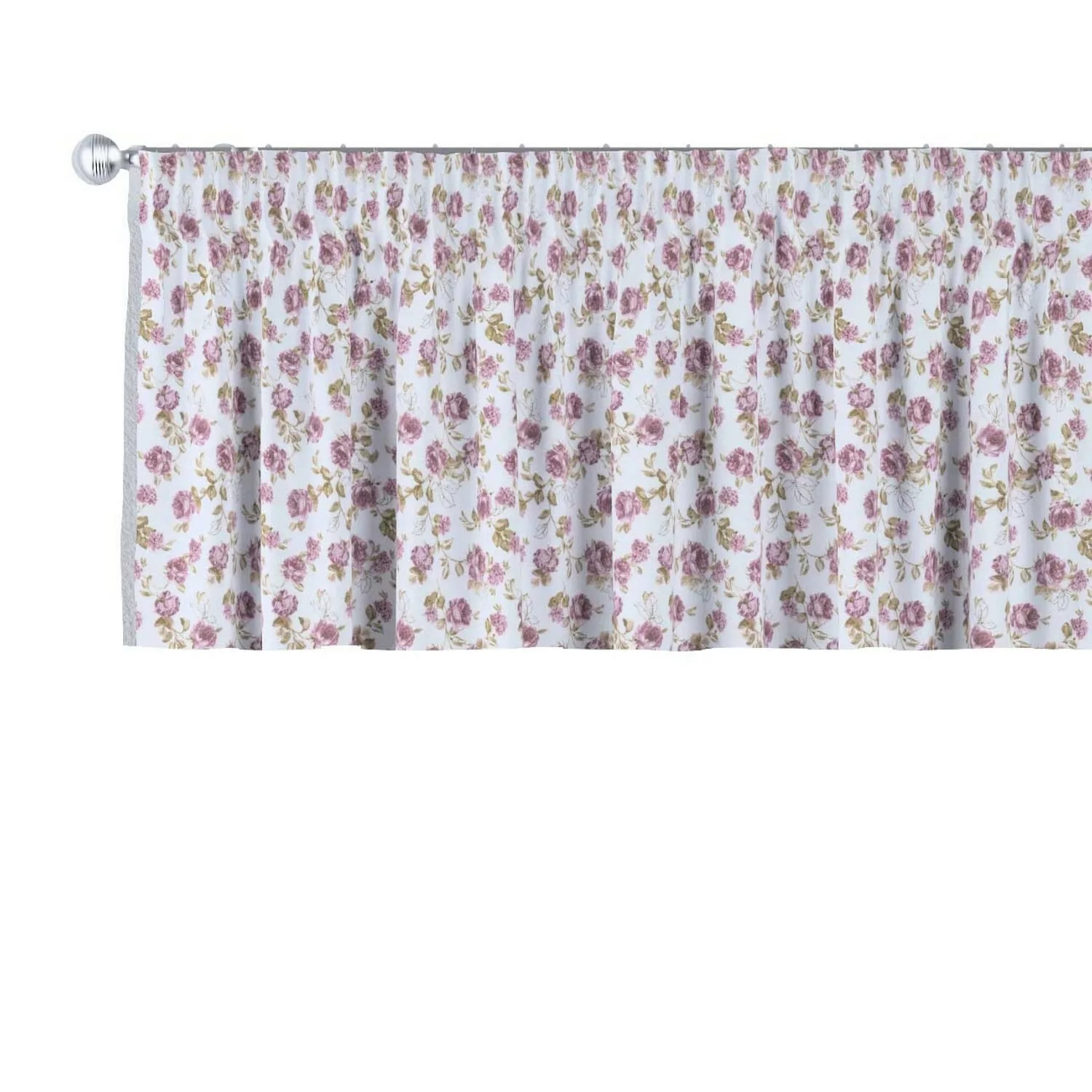 Kurzgardine mit Kräuselband, weiß-rosa, 390 x 40 cm, Flowers (143-95) günstig online kaufen