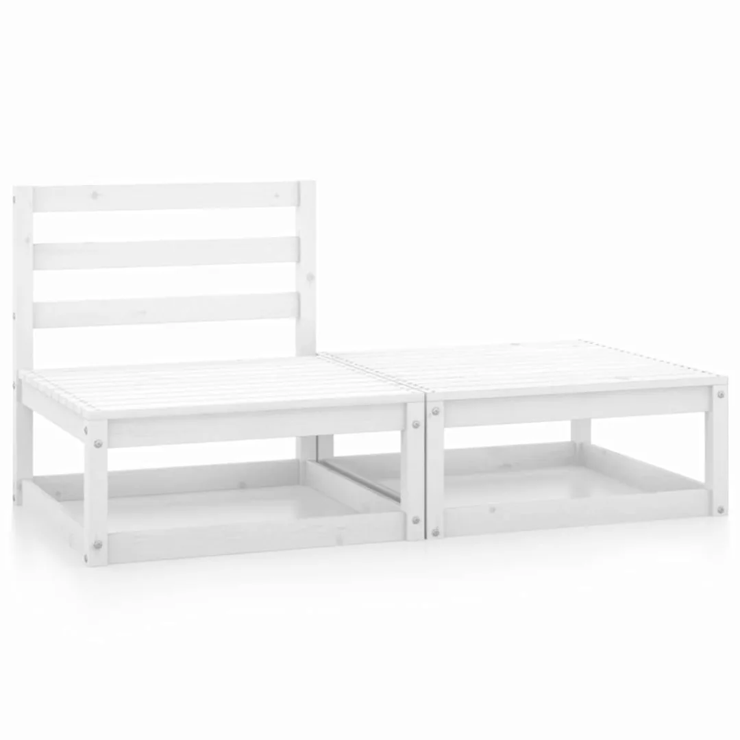 2-tlg. Garten-lounge-set Weiß Kiefer Massivholz günstig online kaufen