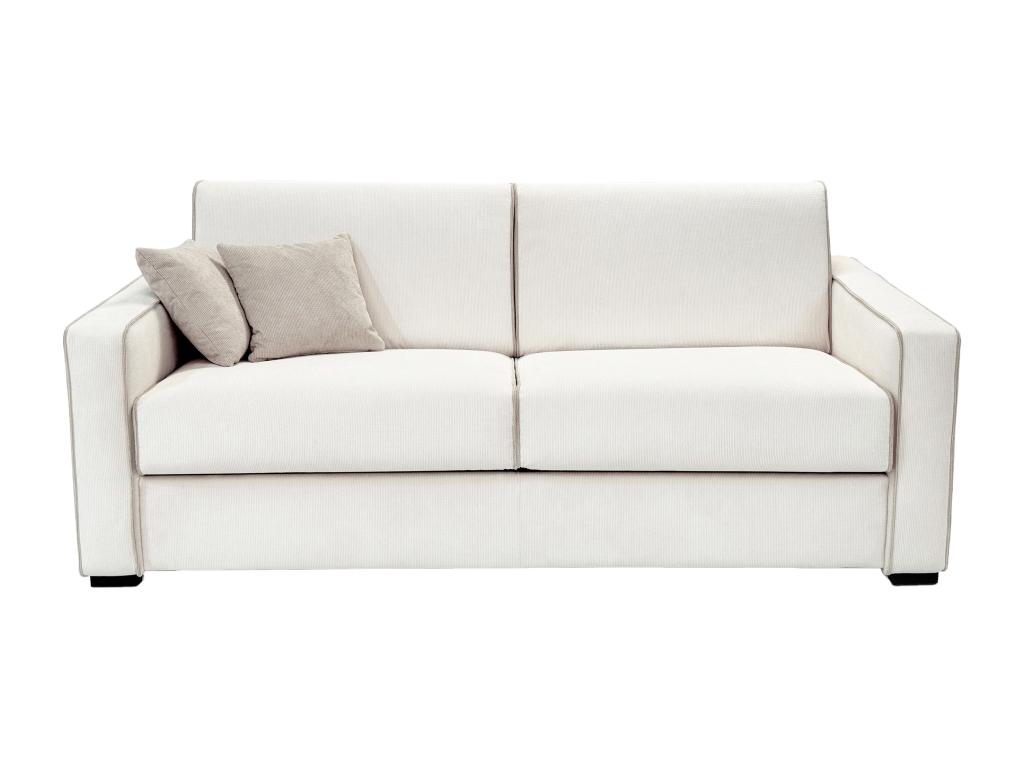 Sofa 4-Sitzer mit Matratze - Strukturstoff - Beige - Sitzfläche mit Memory günstig online kaufen