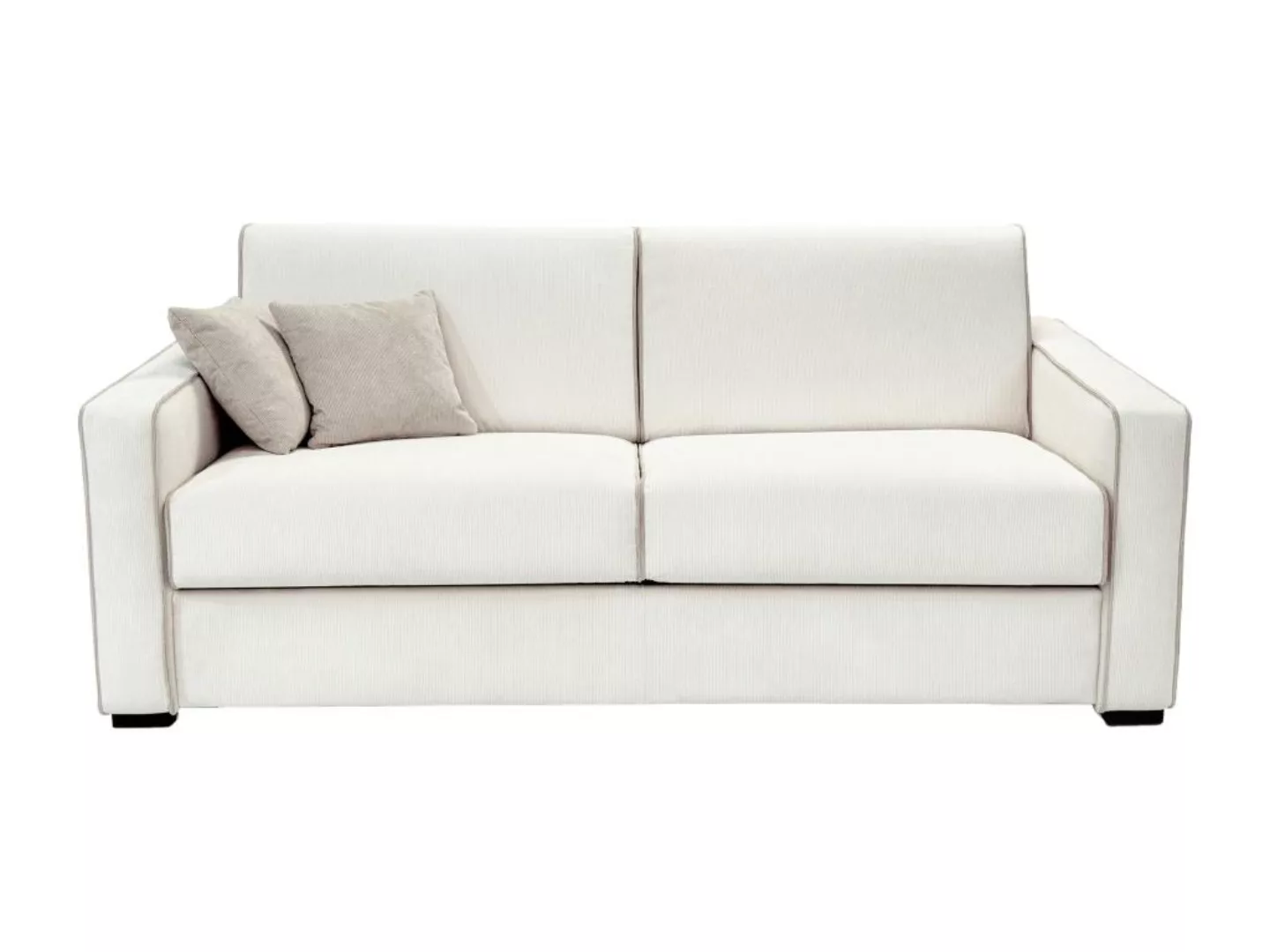 Sofa 4-Sitzer mit Matratze - Strukturstoff - Beige - Sitzfläche mit Memory günstig online kaufen