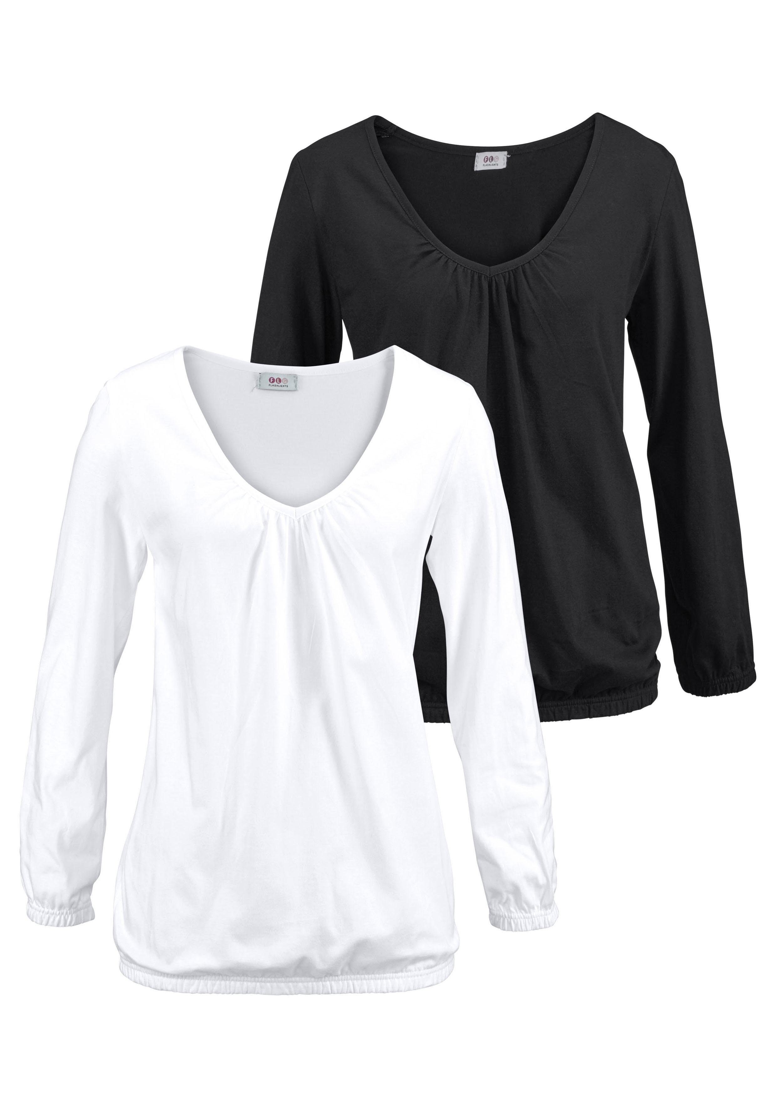 Flashlights Langarmshirt, (Packung, 2 tlg., 2er-Pack), figurbetonter Schnit günstig online kaufen
