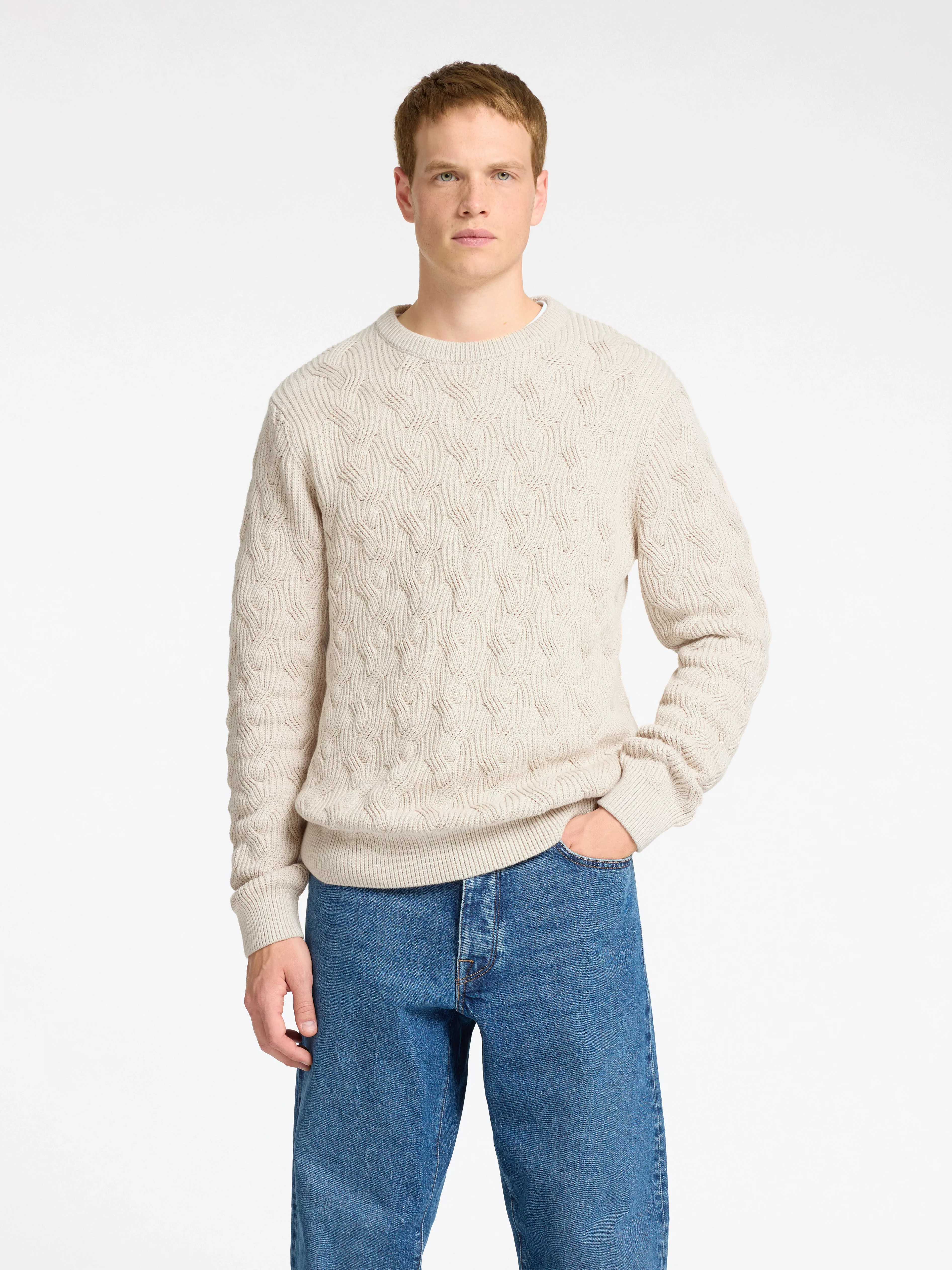 SELECTED HOMME Strickpullover "SLHCALLIS LS KNIT CABLE CREW NECK NOOS" günstig online kaufen