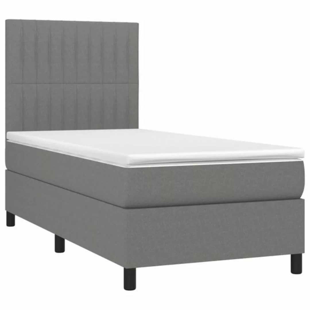 vidaXL Boxspringbett Boxspringbett mit Matratze LED Dunkelgrau 90x190 cm St günstig online kaufen