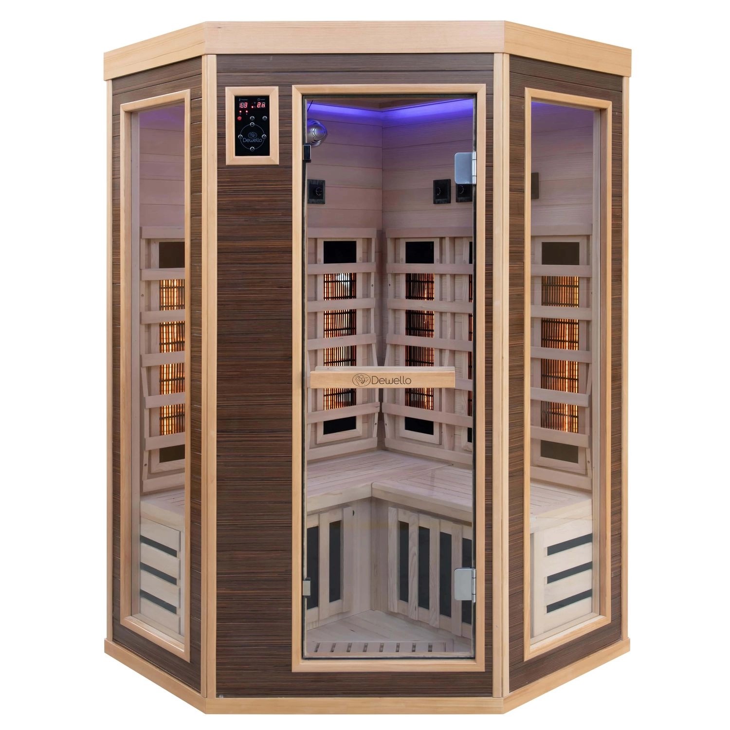 Dewello Infrarotkabine Sauna Montreal 120cm x 120cm 2 Personen Vollspektrum günstig online kaufen