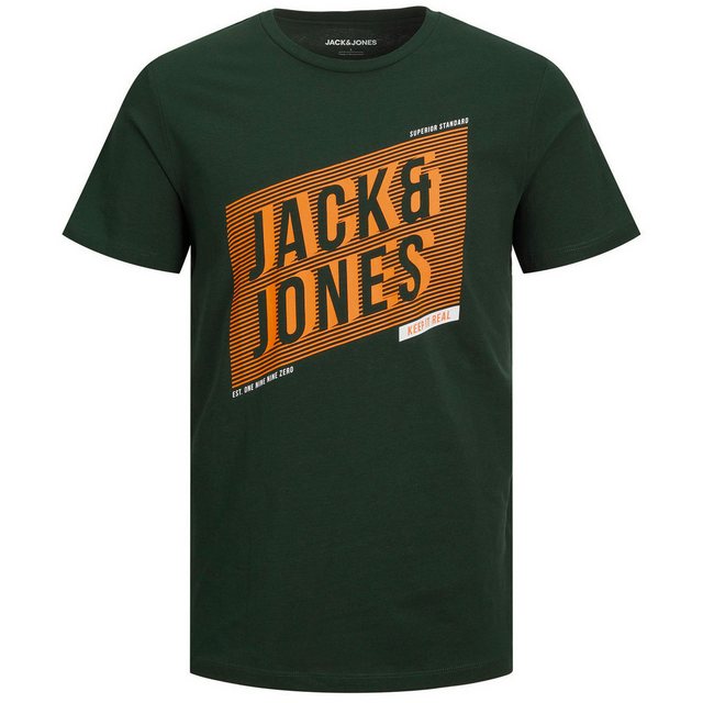 Jack & Jones Rundhalsshirt Jack&Jones T-Shirt Übergröße grün Frontprint JJN günstig online kaufen