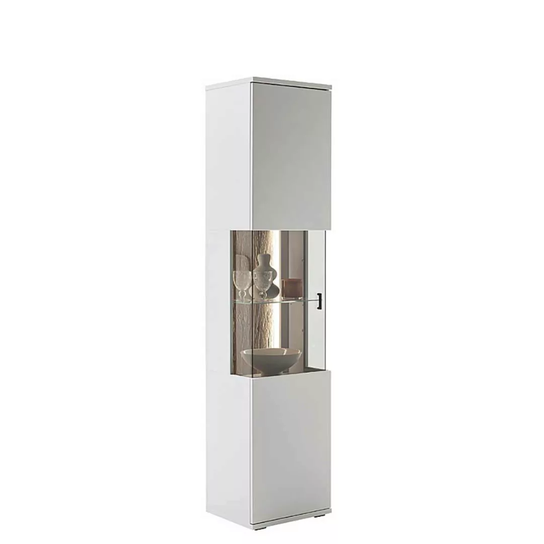 Schrank Vitrine weiss modern 199 cm hoch melaminbeschichtet günstig online kaufen