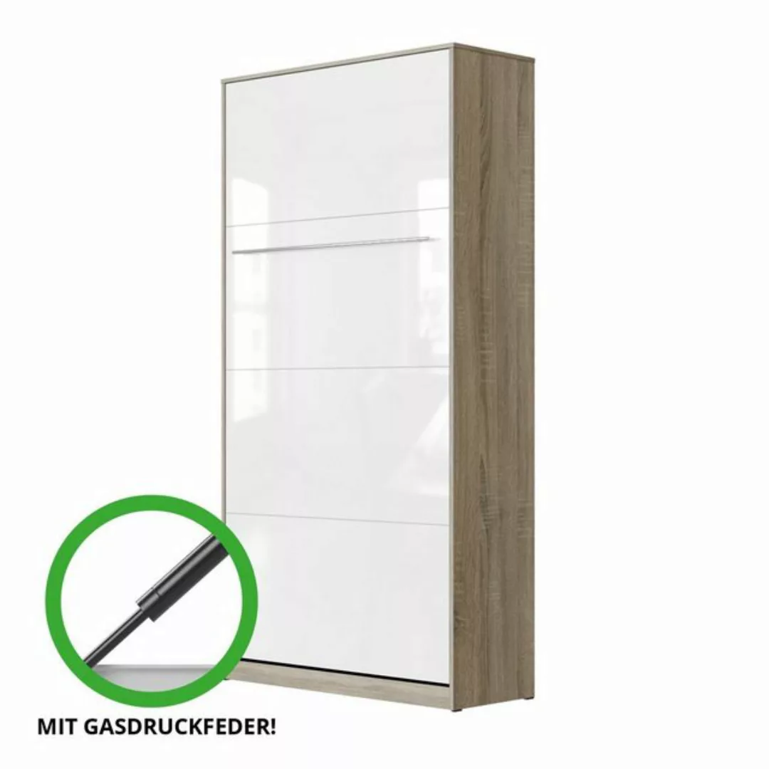 SMARTBett Schrankbett SMARTBett Standard 90x200 Vertikal/Hoch Komfort Latte günstig online kaufen