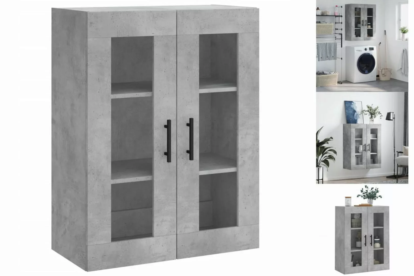 vidaXL Hängeschrank Wandschrank Betongrau 69,5x34x90 cm Glas Vitrine Hänges günstig online kaufen