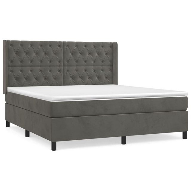 vidaXL Bettgestell Boxspringbett mit Matratze Dunkelgrau 160x200 cm Samt Be günstig online kaufen