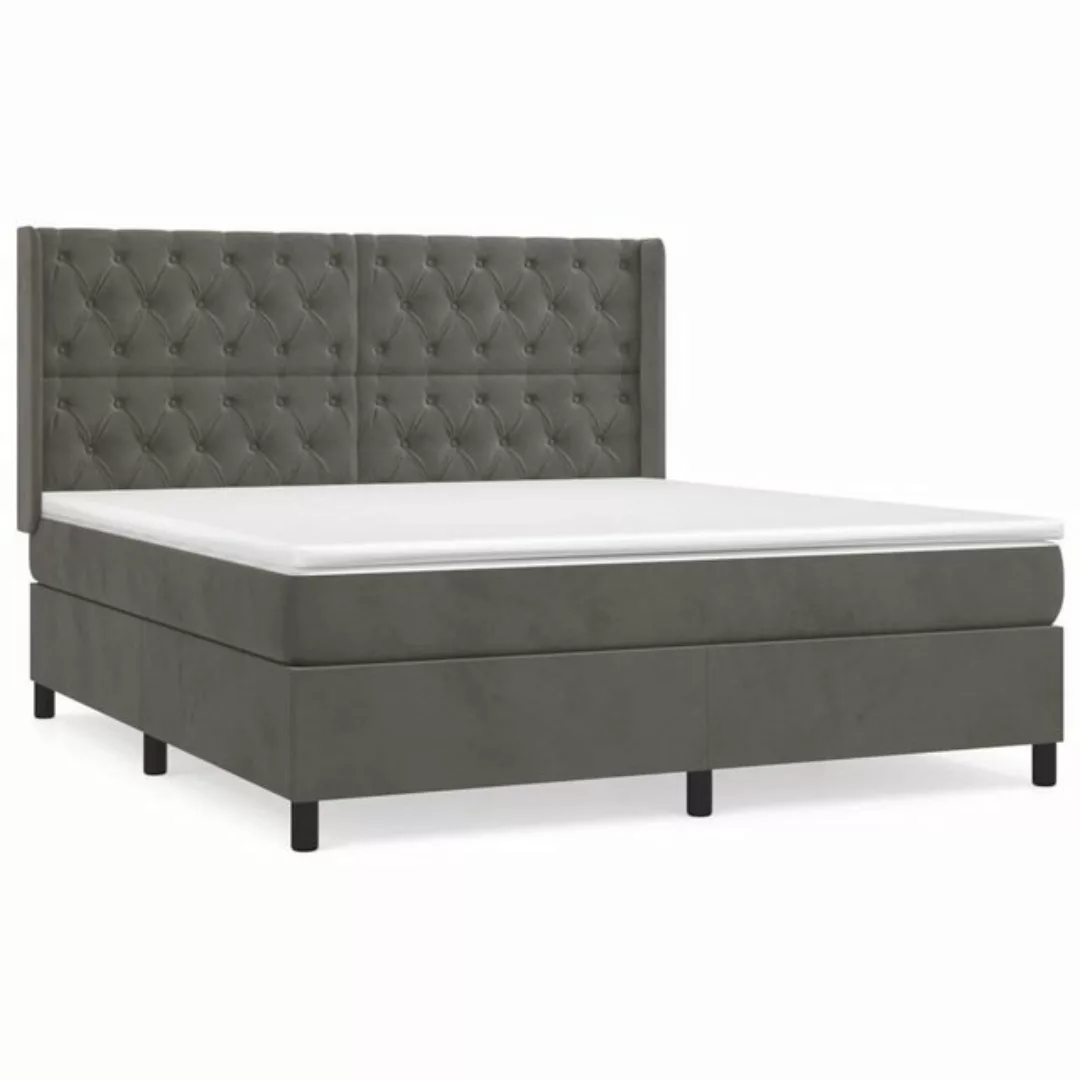 vidaXL Bettgestell Boxspringbett mit Matratze Dunkelgrau 160x200 cm Samt Be günstig online kaufen