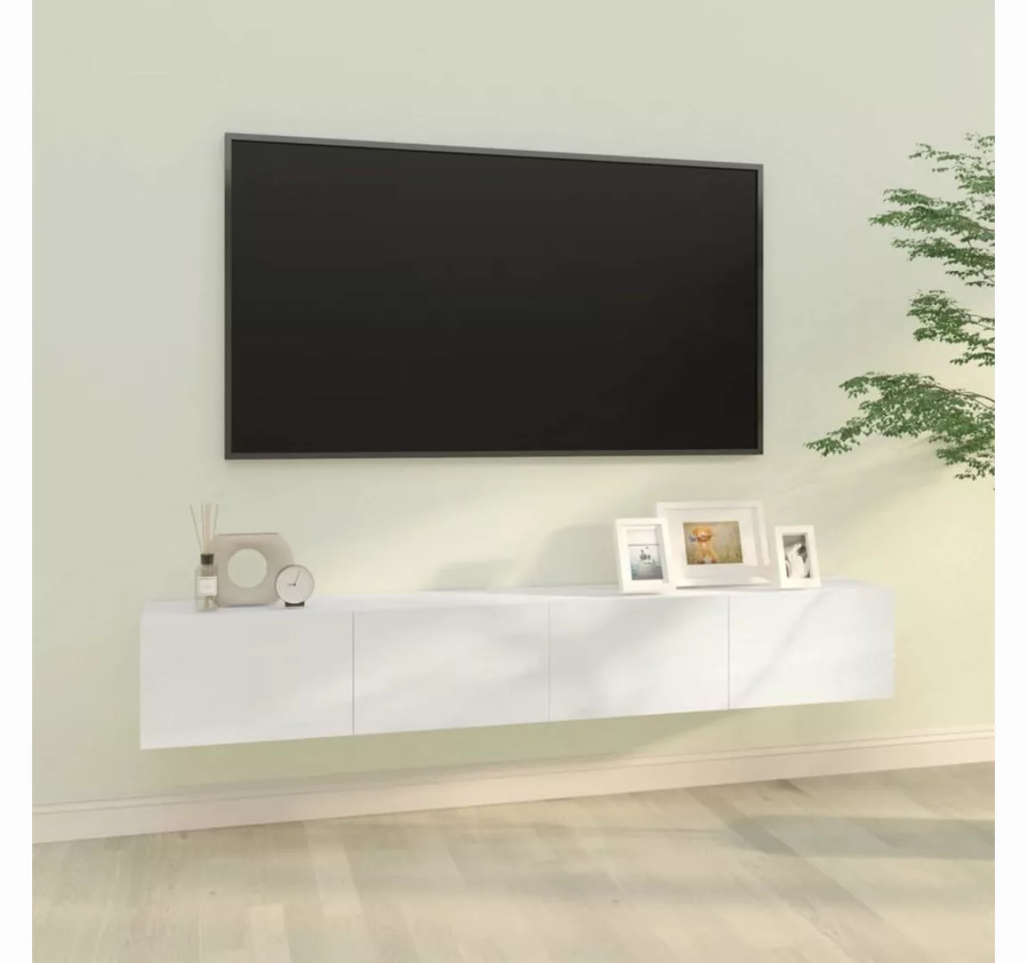 vidaXL TV-Schrank TV-Wandschränke 2 Stk Hochglanz-Weiß 100x30x30cm Holzwerk günstig online kaufen