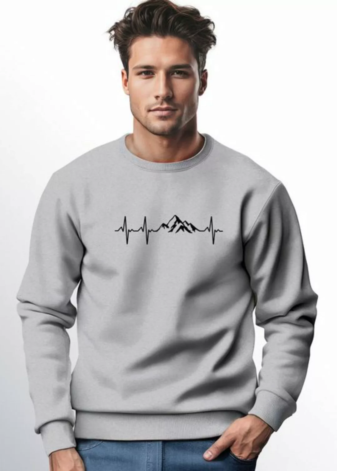 Neverless Sweatshirt Sweatshirt Herren Wandern Berge Herzschlag Outdoor Run günstig online kaufen