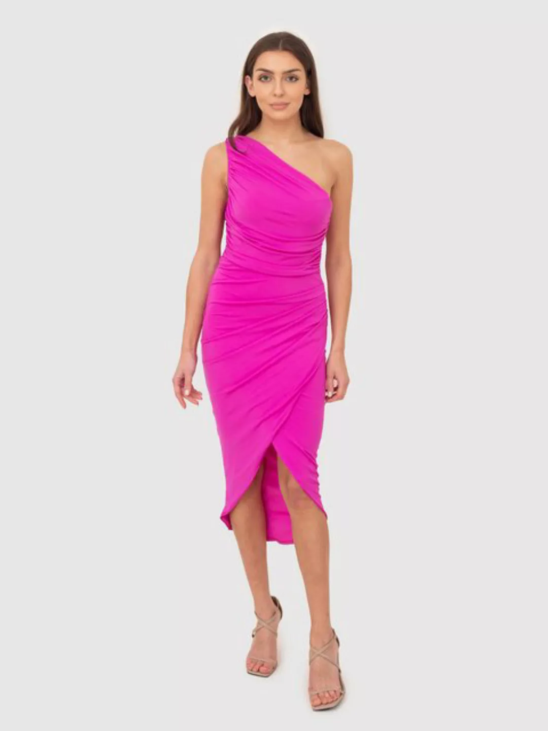 AX Paris Midikleid Rosa drapiertes One-Shoulder-Midikleid günstig online kaufen