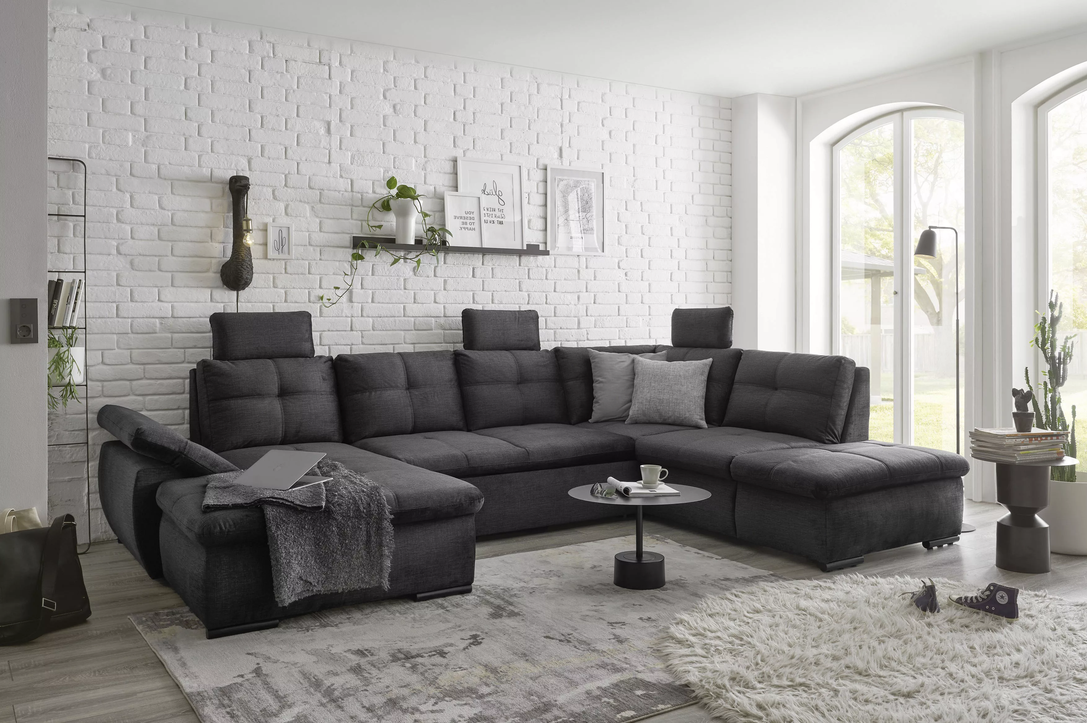 ED EXCITING DESIGN Wohnlandschaft "Alija U-Form", mit Bettfunktion, Bettkas günstig online kaufen