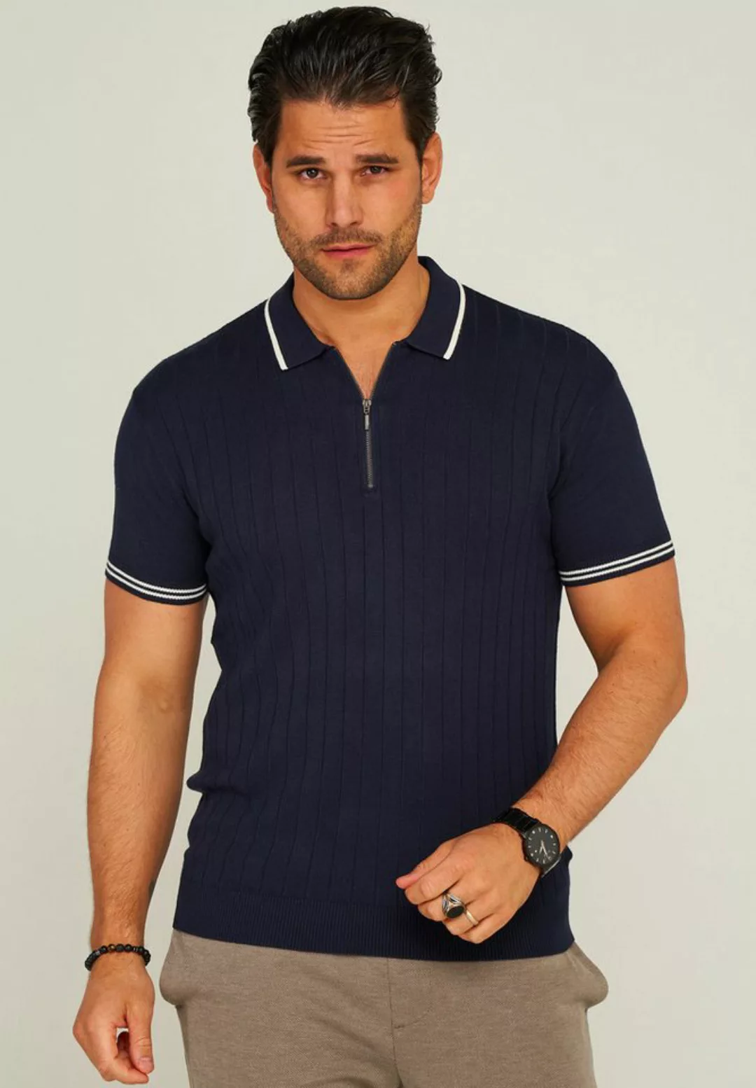 behype Poloshirt "ZIP KNIT-POLO", mit Reißverschluss günstig online kaufen