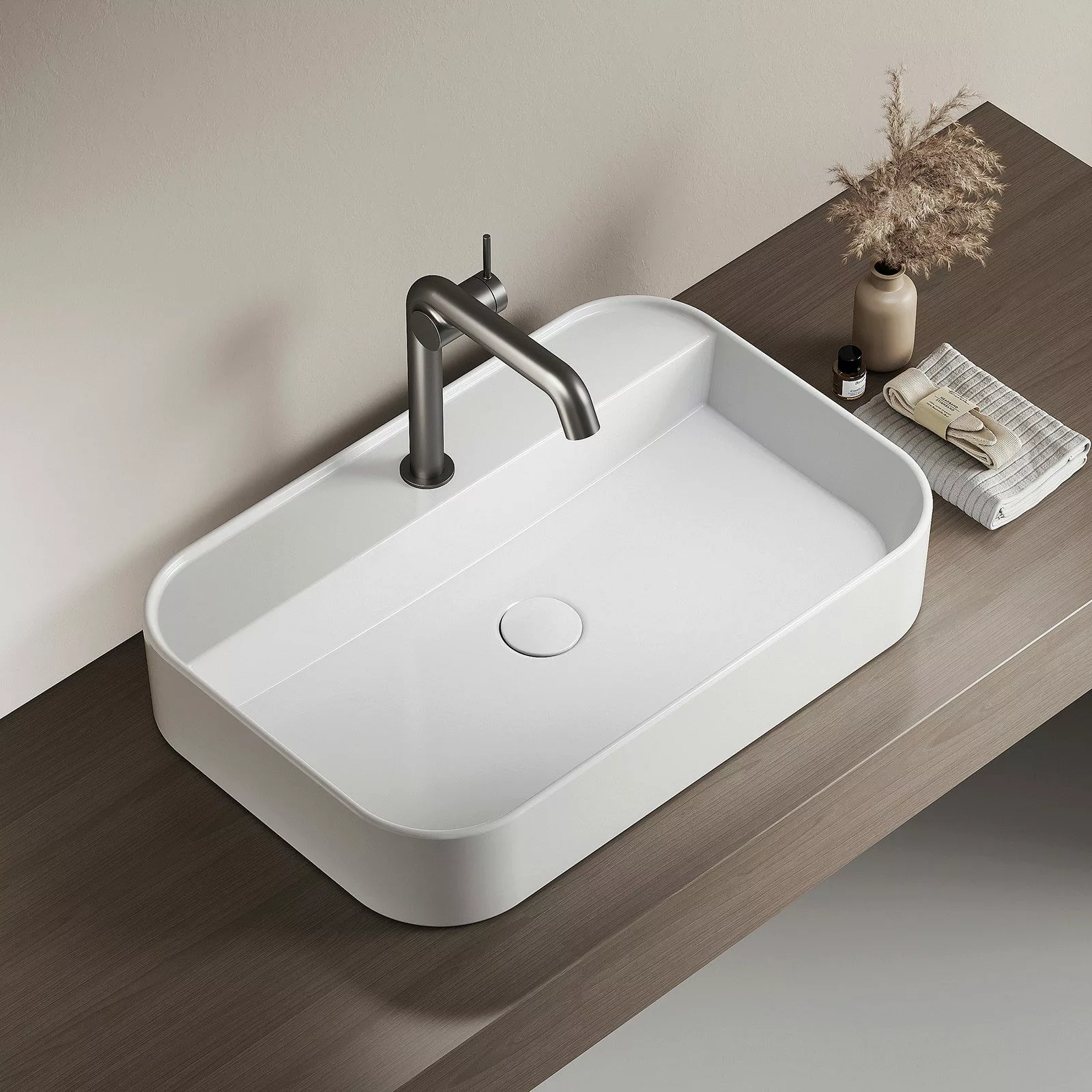 EMKE Aufsatzwaschbecken Eckiges Keramik Waschbecken mit günstig online kaufen
