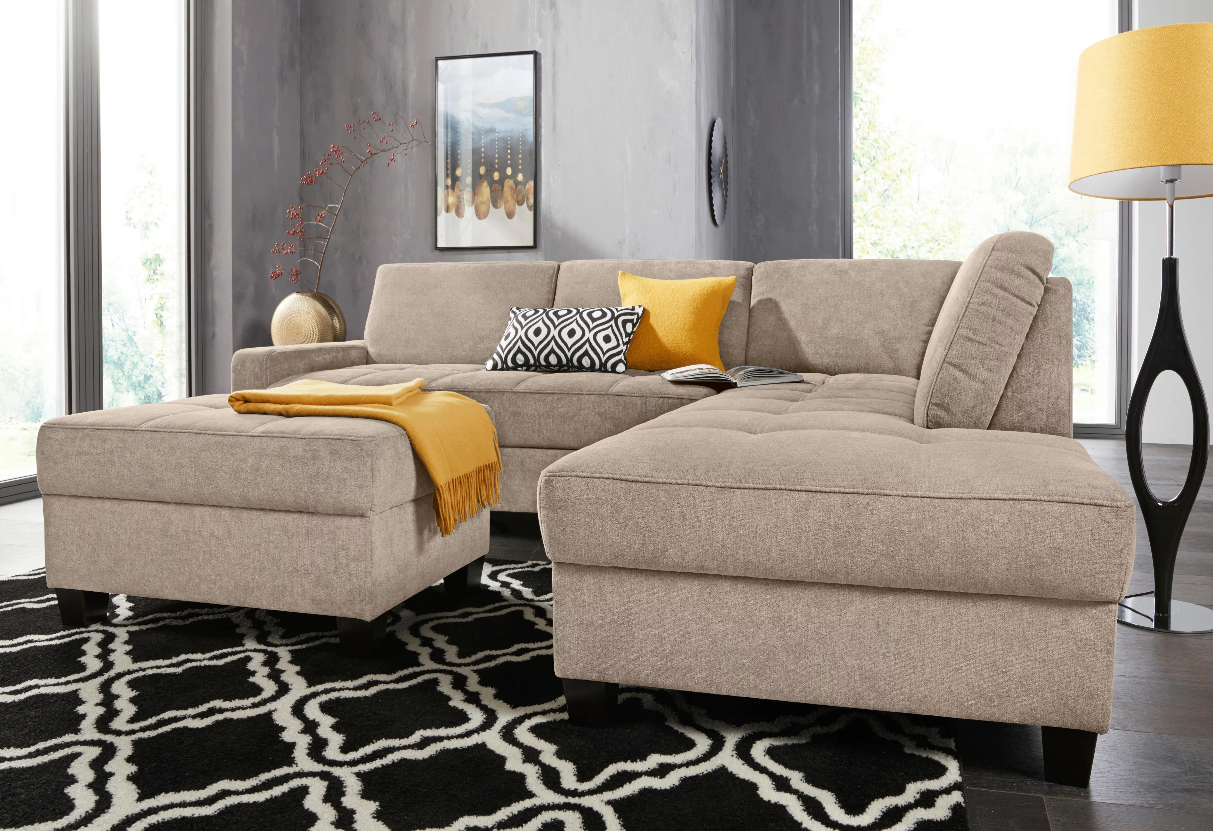 DOMO collection Ecksofa "Florentina", wahlweise mit Bettfunktion, mit Kontr günstig online kaufen