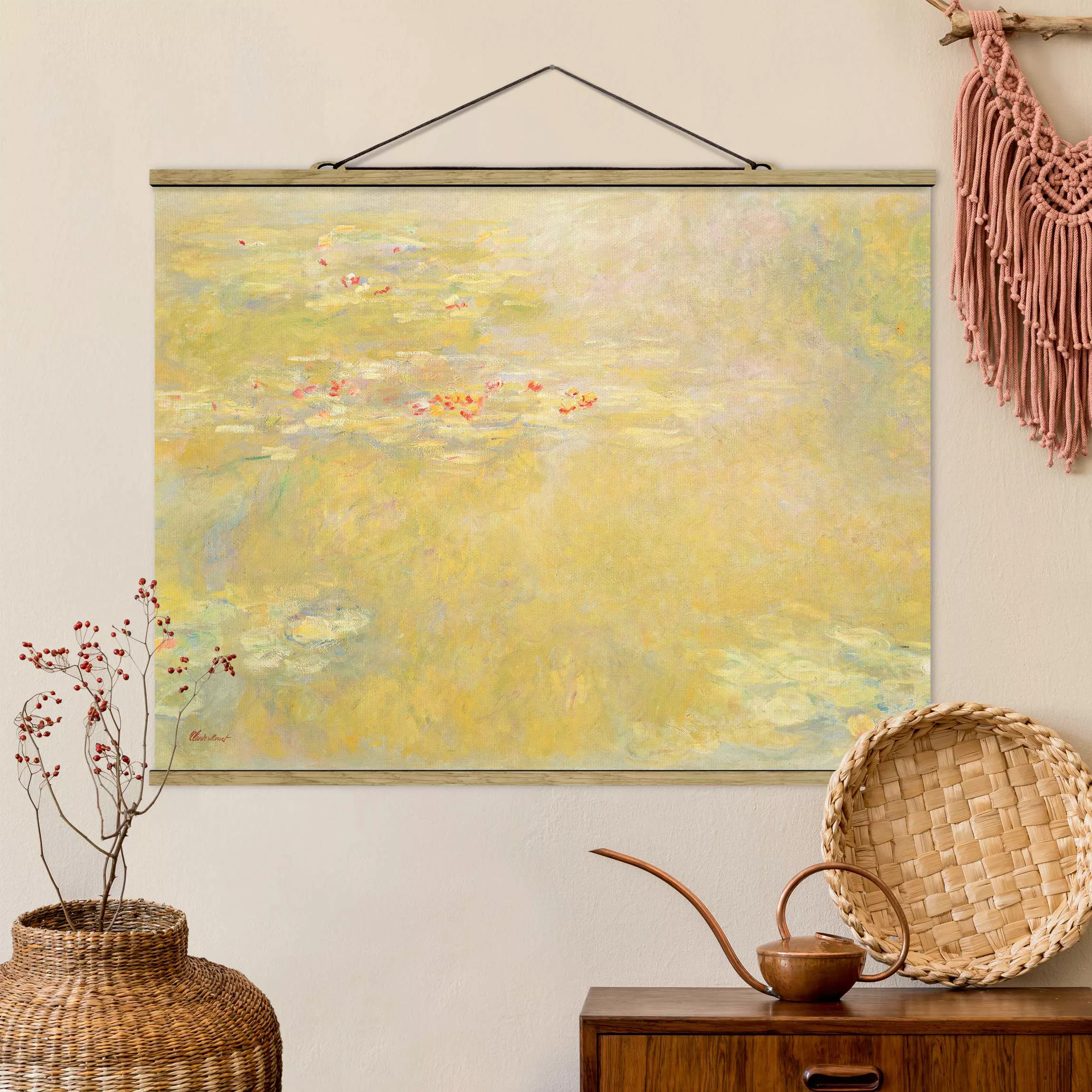 Stoffbild Kunstdruck mit Posterleisten - Querformat Claude Monet - Seerosen günstig online kaufen