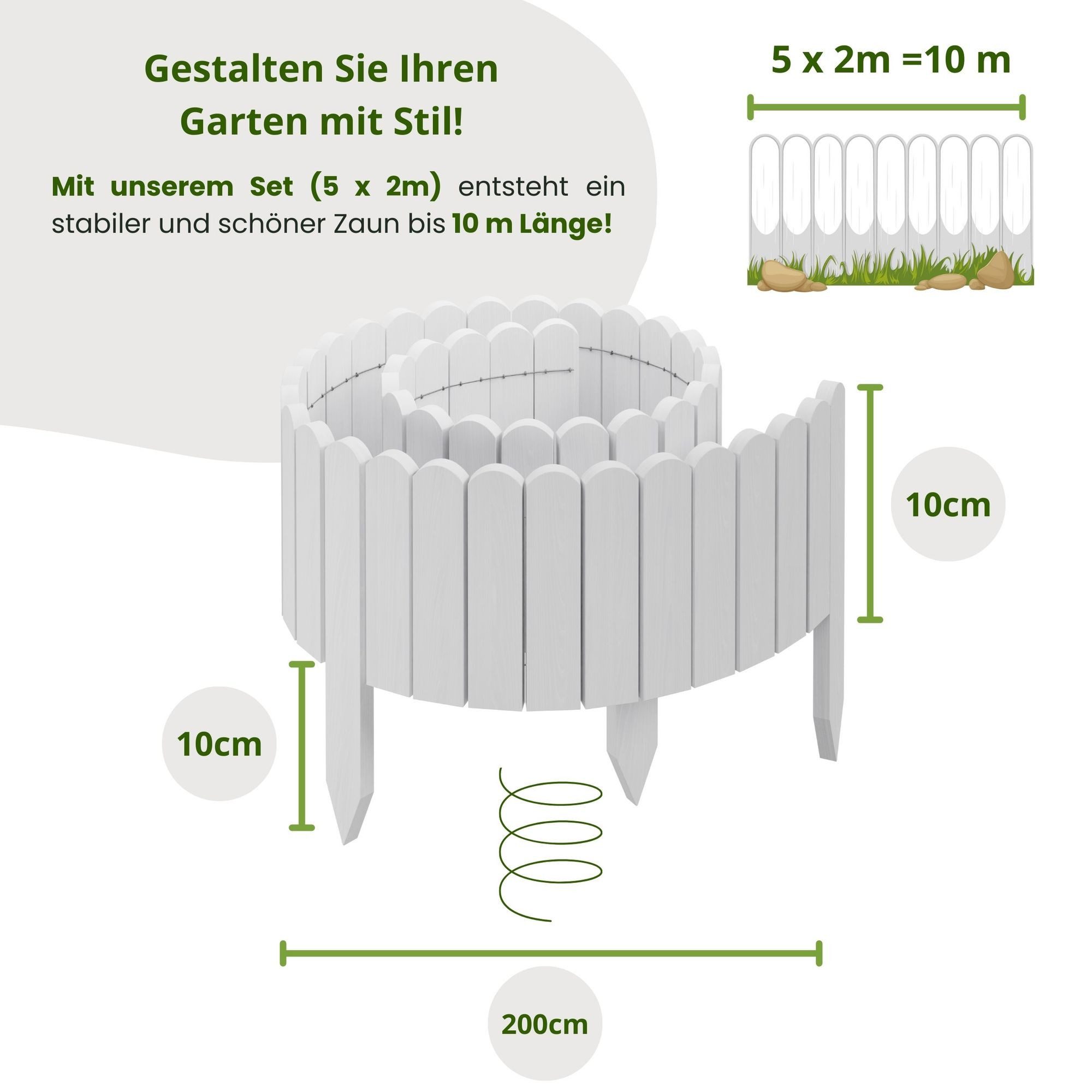 Floranica Palisade Beeteinfassung Beetumrandung Flexibler Holzzaun günstig online kaufen