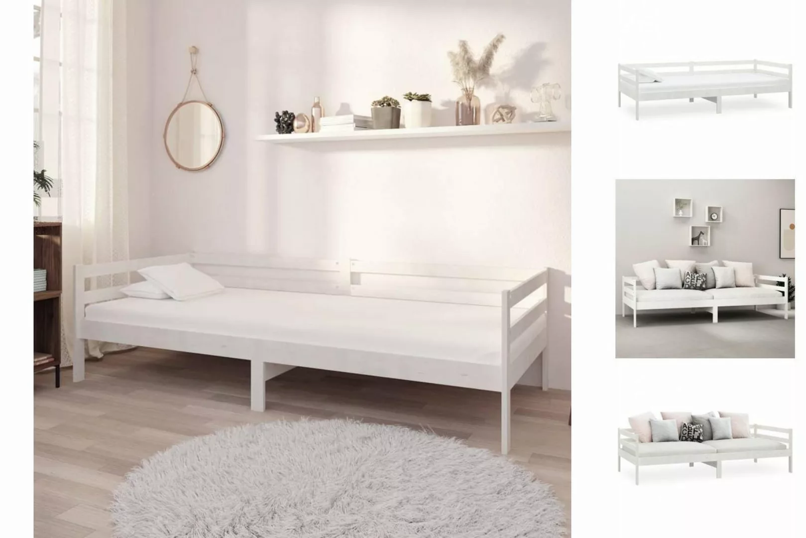 vidaXL Bettgestell Tagesbett Gästebett mit Matratze 90x200 cm Weiß Kiefer M günstig online kaufen