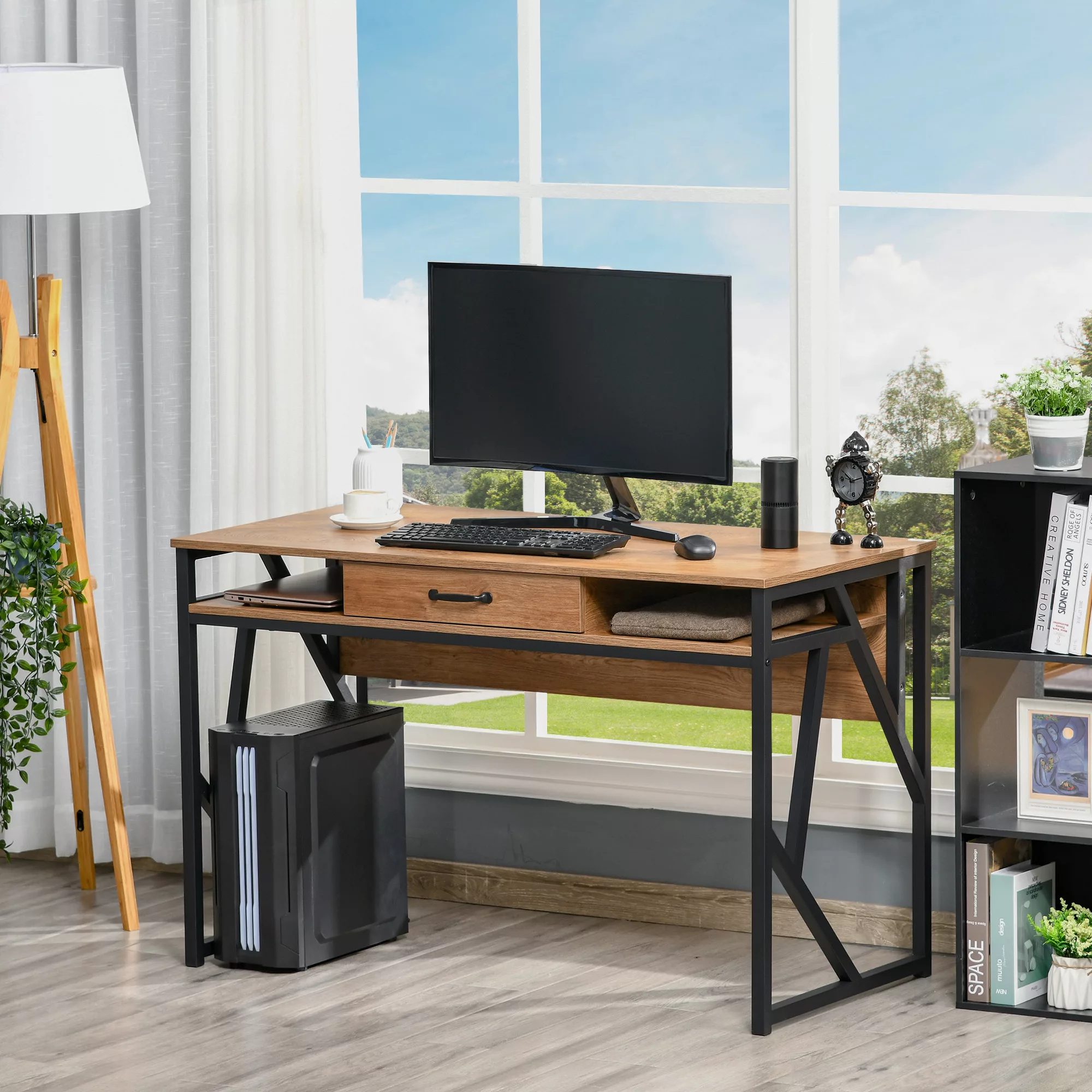 HOMCOM Schreibtisch im Industriestil dim. 120L x 60B x 76H cm mit Schublade günstig online kaufen