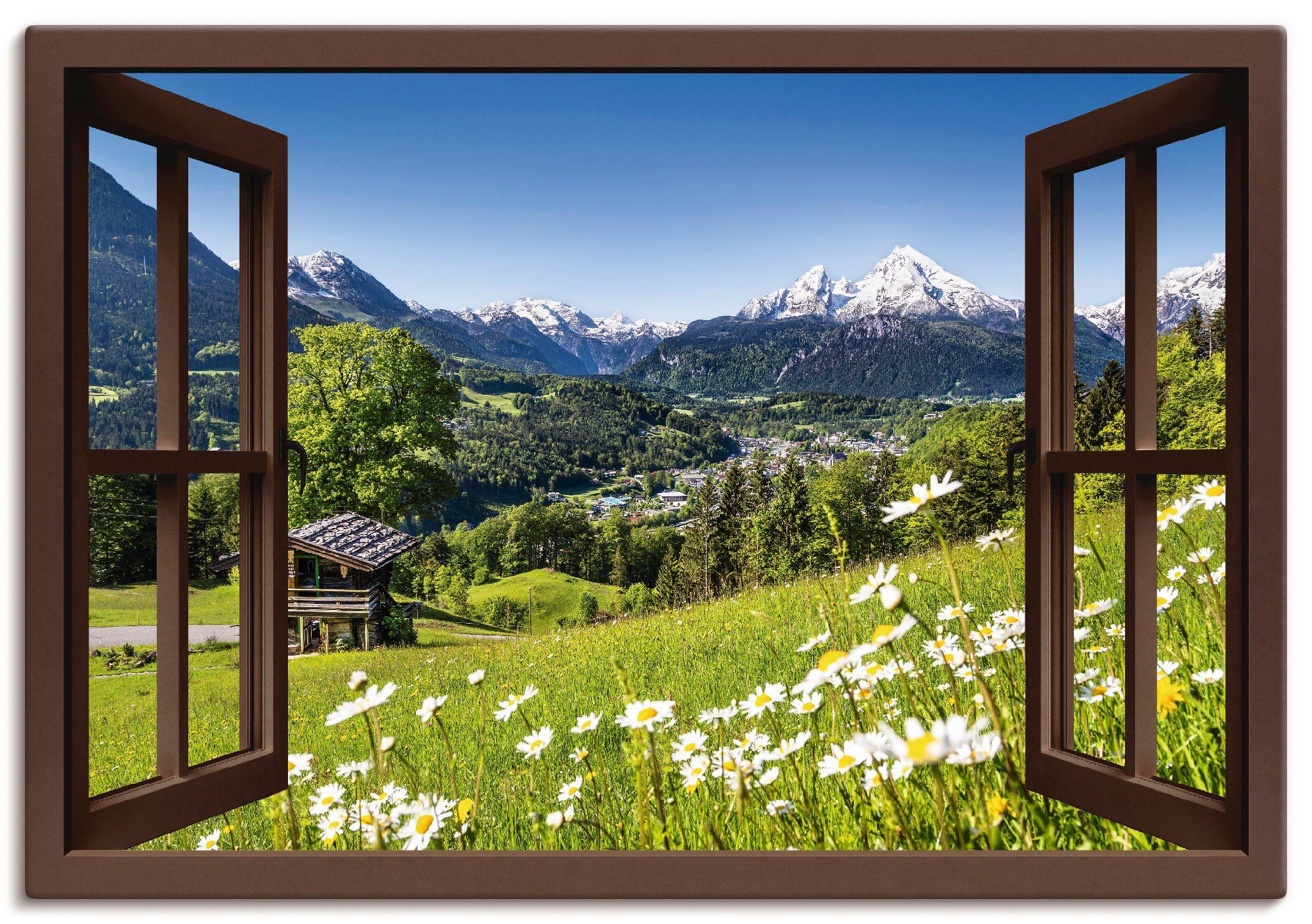 Artland Wandbild "Fensterblick Bayerischen Alpen", Berge, (1 St.), als Alub günstig online kaufen