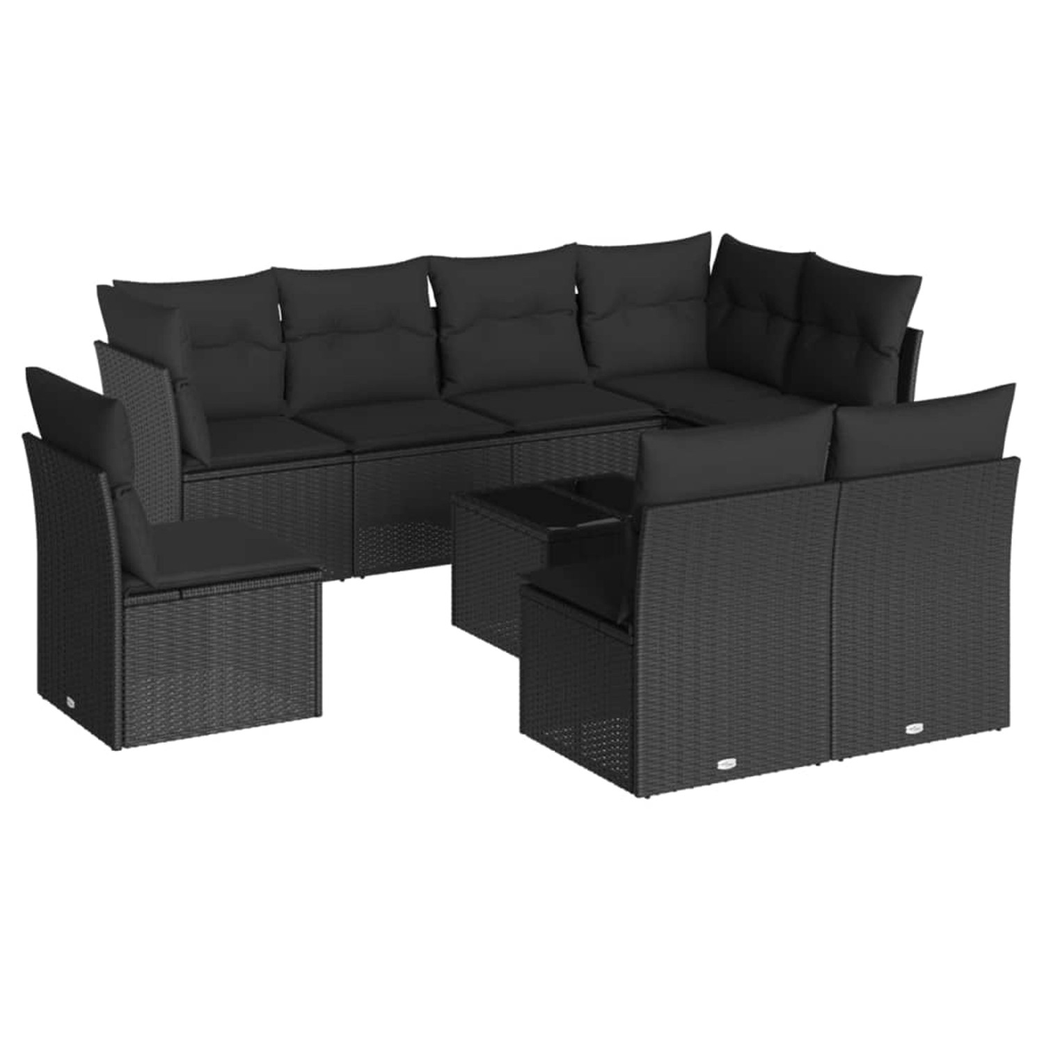 vidaXL 9-tlg Garten-Sofagarnitur mit Kissen Schwarz Poly Rattan Modell 33 günstig online kaufen