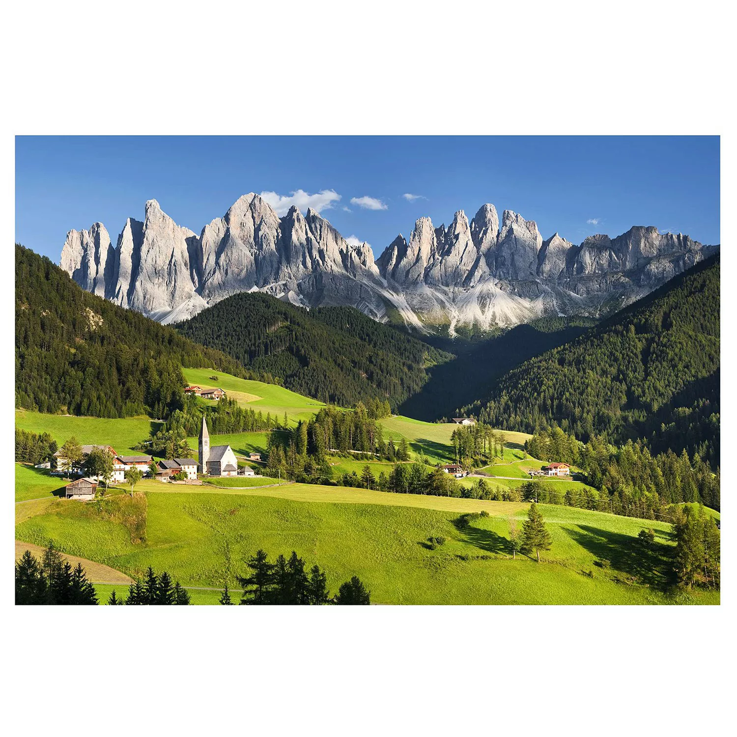 Bilderwelten Fototapete Geislerspitzen in Südtirol grün Gr. 432 x 290 günstig online kaufen