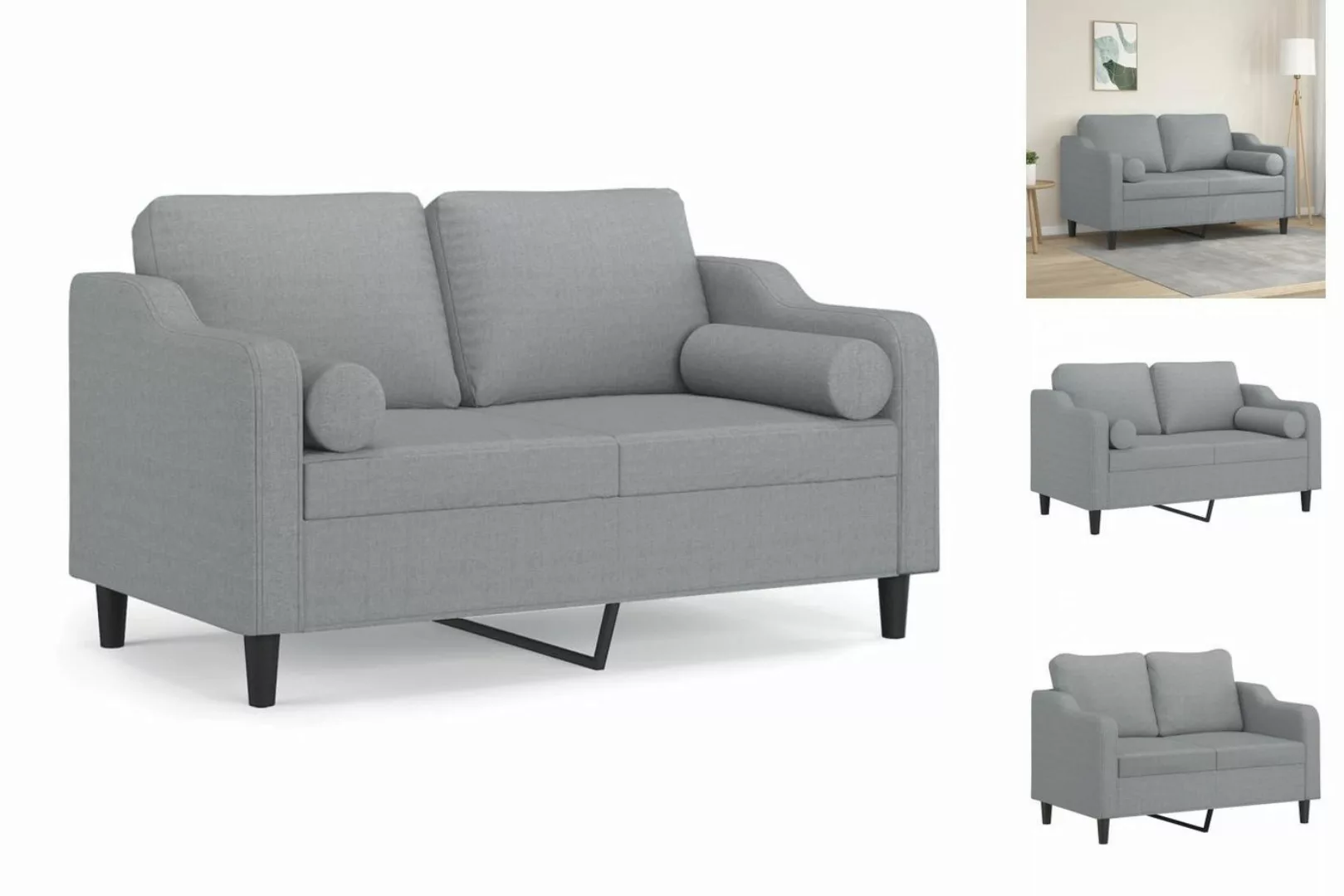 vidaXL Sofa 2-Sitzer-Sofa mit Zierkissen Hellgrau 120 cm Stoff günstig online kaufen