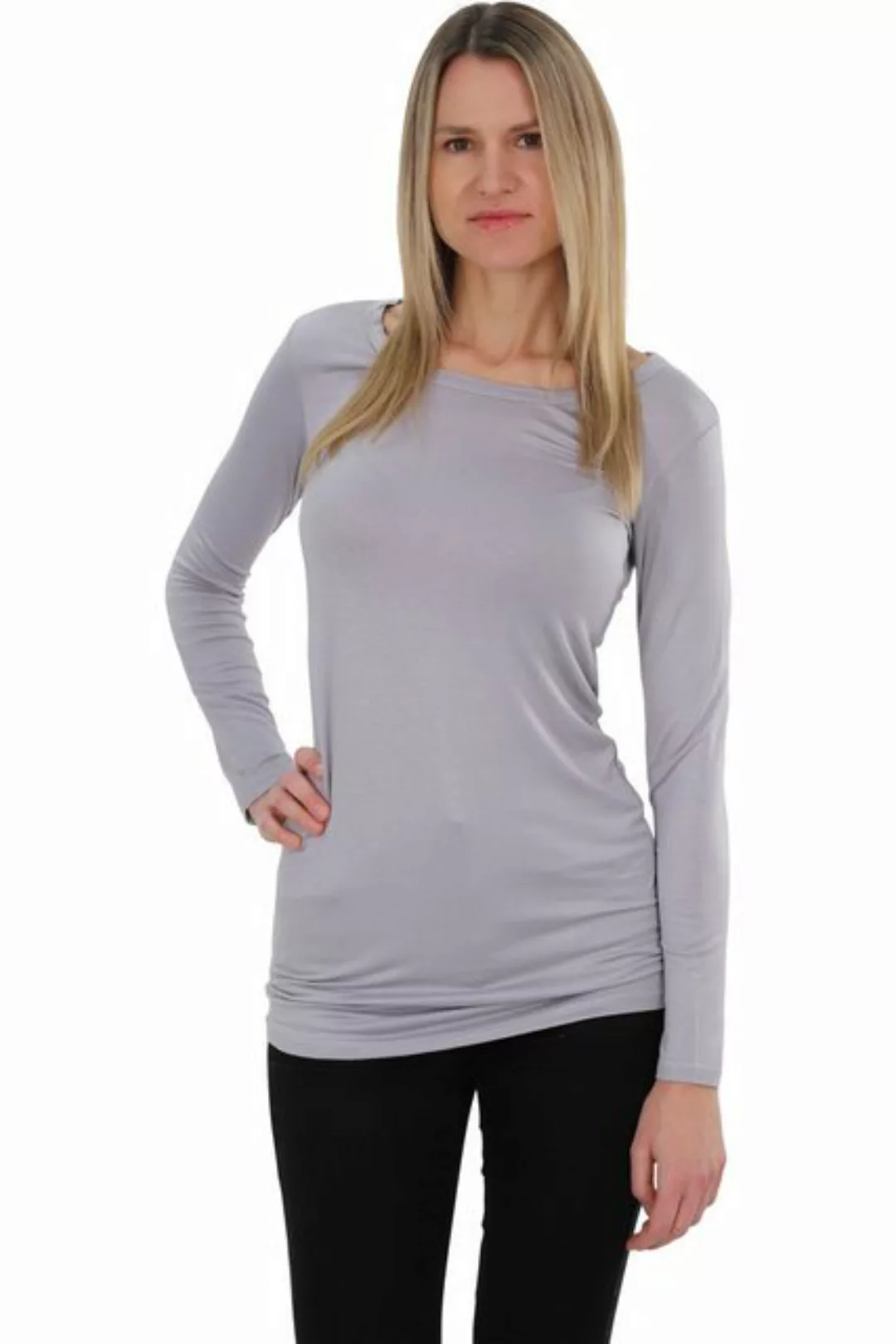 Muse Rundhalsshirt Basic Langarm Longshirt Skinny Fit 1098A günstig online kaufen