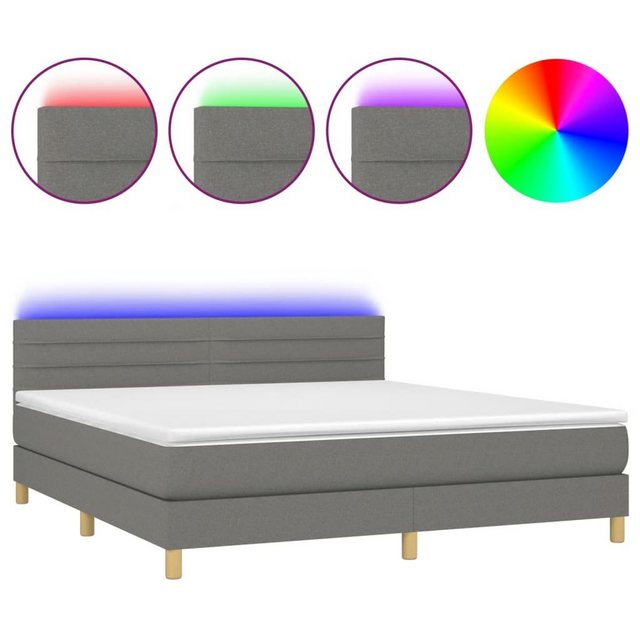 vidaXL Bettgestell Boxspringbett mit Matratze LED Dunkelgrau 180x200 cm Sto günstig online kaufen