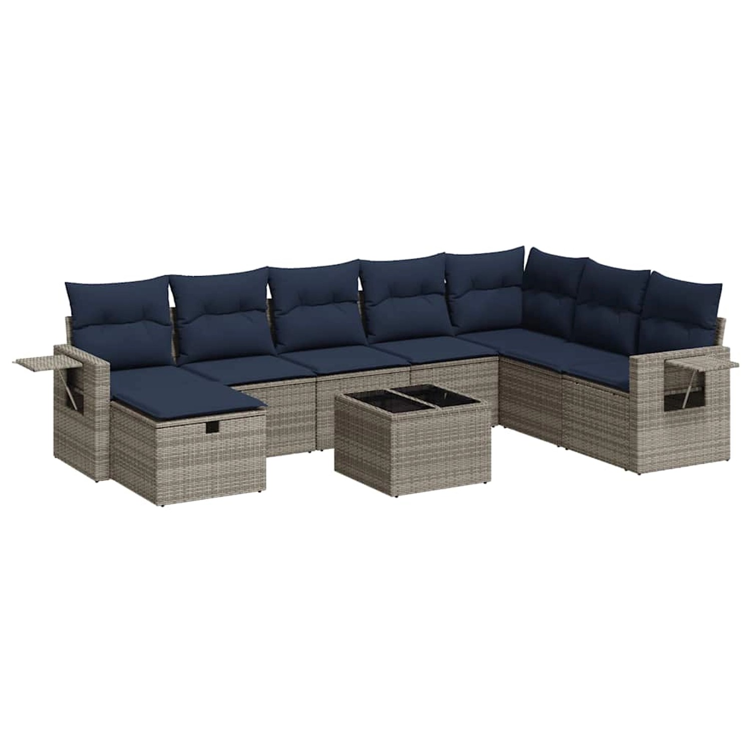 vidaXL 9-Tlg Garten-Sofagarnitur mit Kissen Grau Poly Rattan 3325547 günstig online kaufen