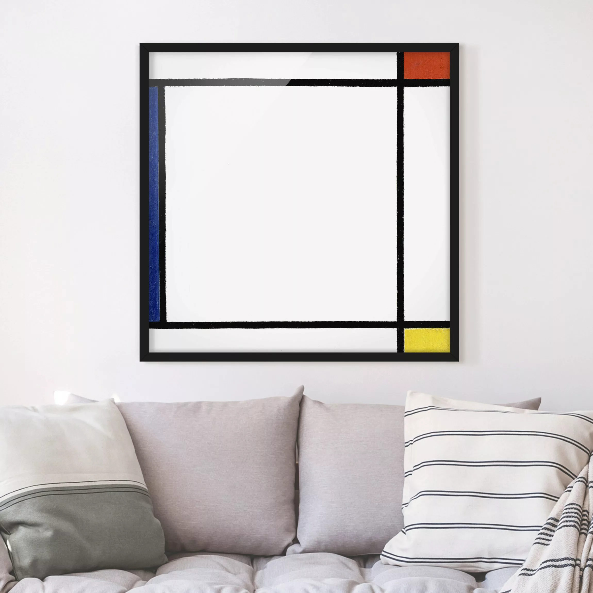Bild mit Rahmen Kunstdruck - Quadrat Piet Mondrian - Komposition III günstig online kaufen