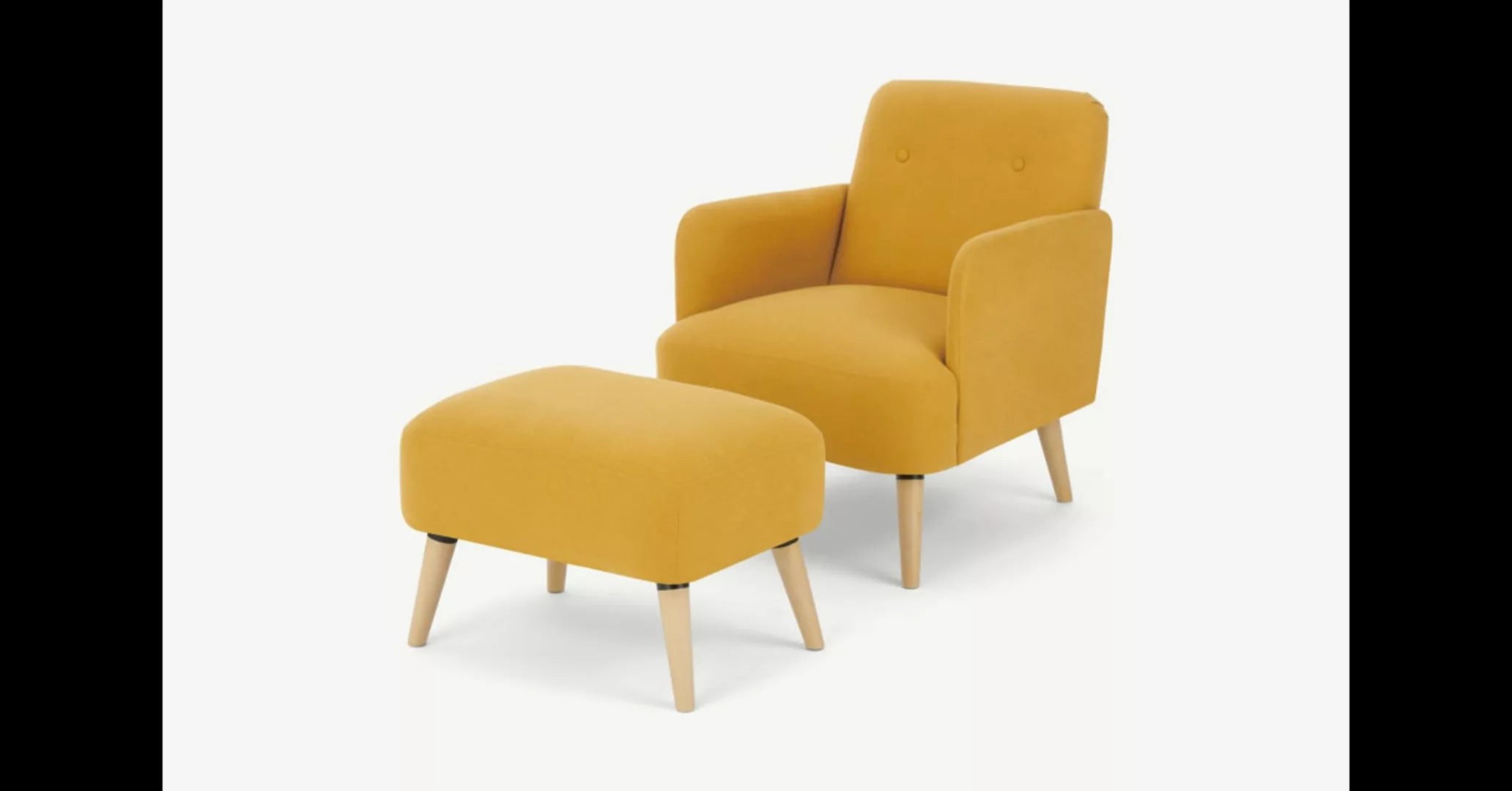 Elvi Sessel mit Hocker, Buttergelb - MADE.com günstig online kaufen