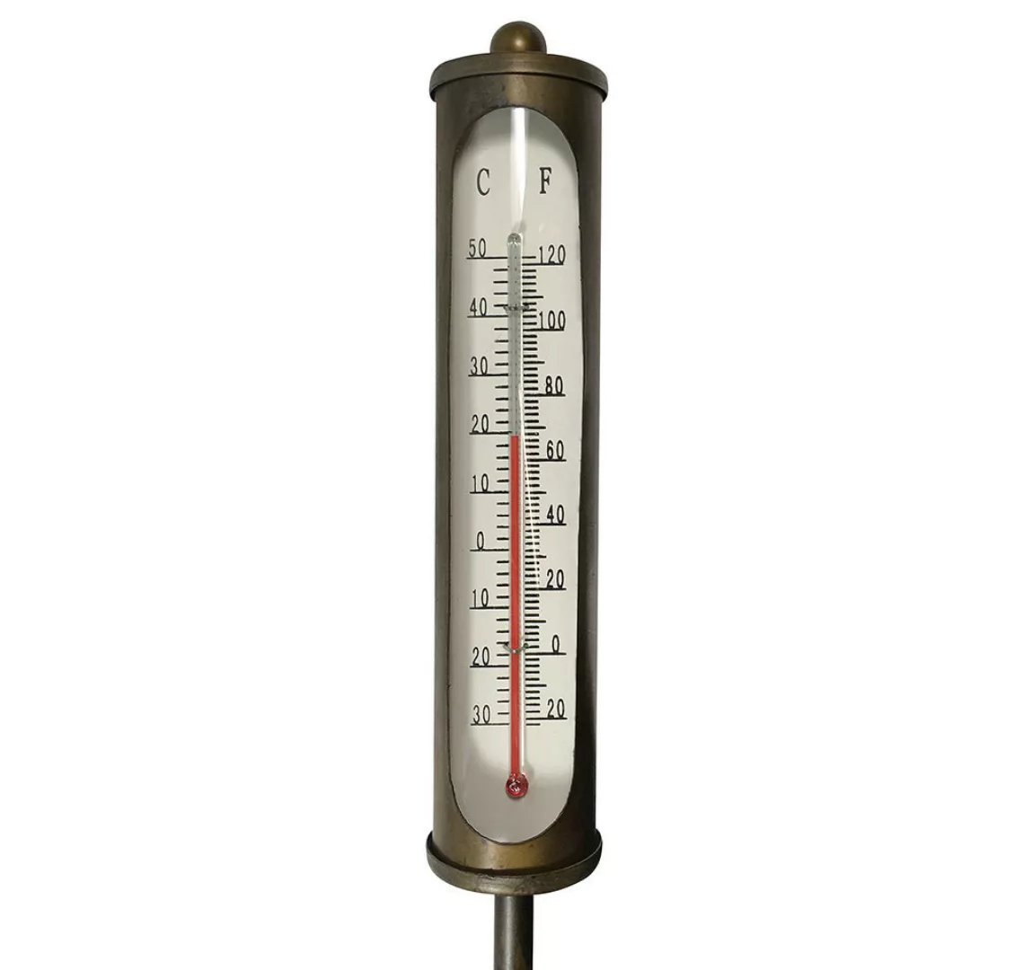 Gartenstecker mit Thermometer Vintage-Stil Eisen Braun Gartenthermometer 11 günstig online kaufen