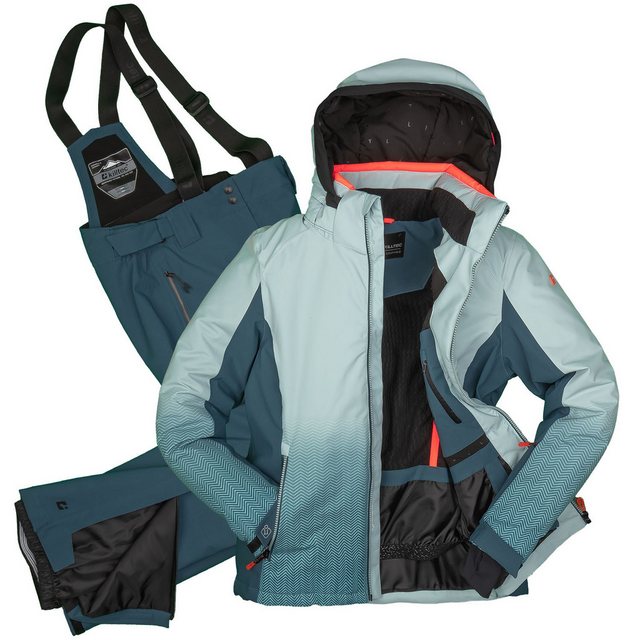 Killtec Skianzug Damen Skijacke hellblau + Skihose petrol, gummierter Schne günstig online kaufen