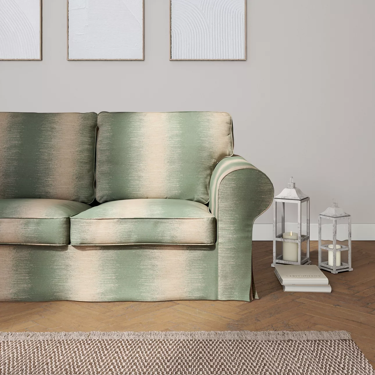 Bezug für Ektorp 2-Sitzer Sofa nicht ausklappbar, grün-beige, Sofabezug für günstig online kaufen