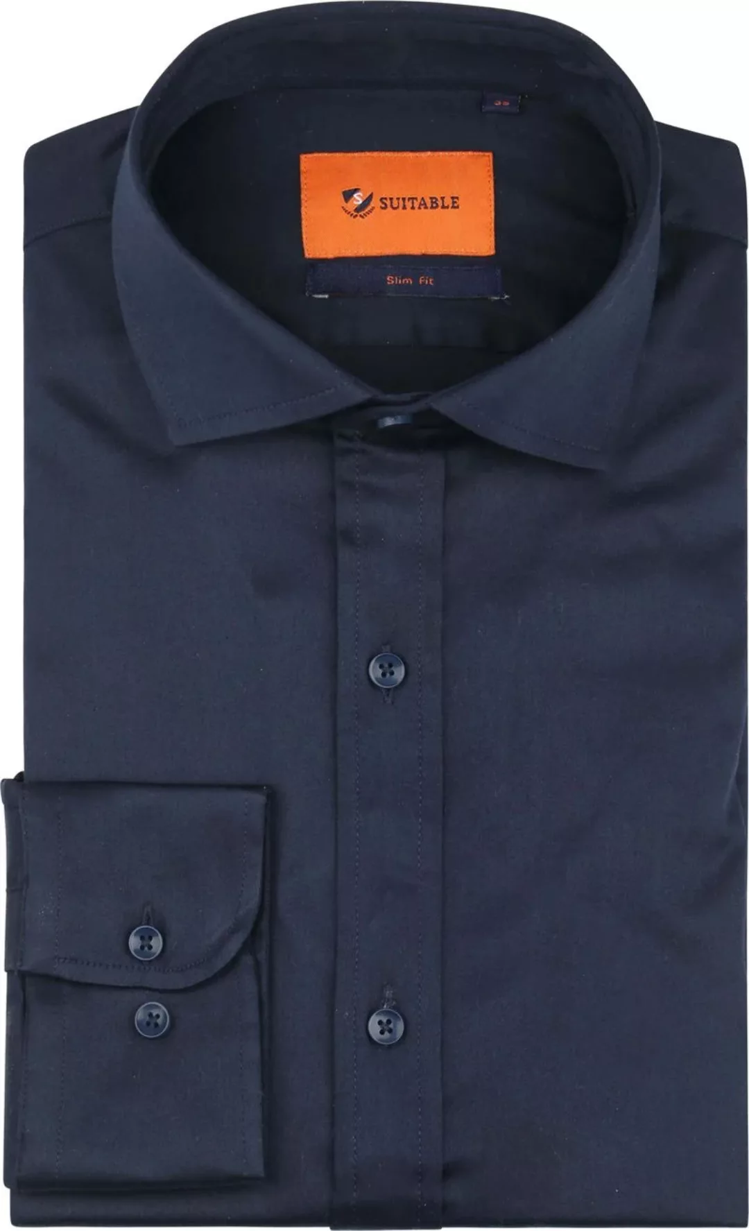 Suitable Satin Hemd Navyblau - Größe 43 günstig online kaufen