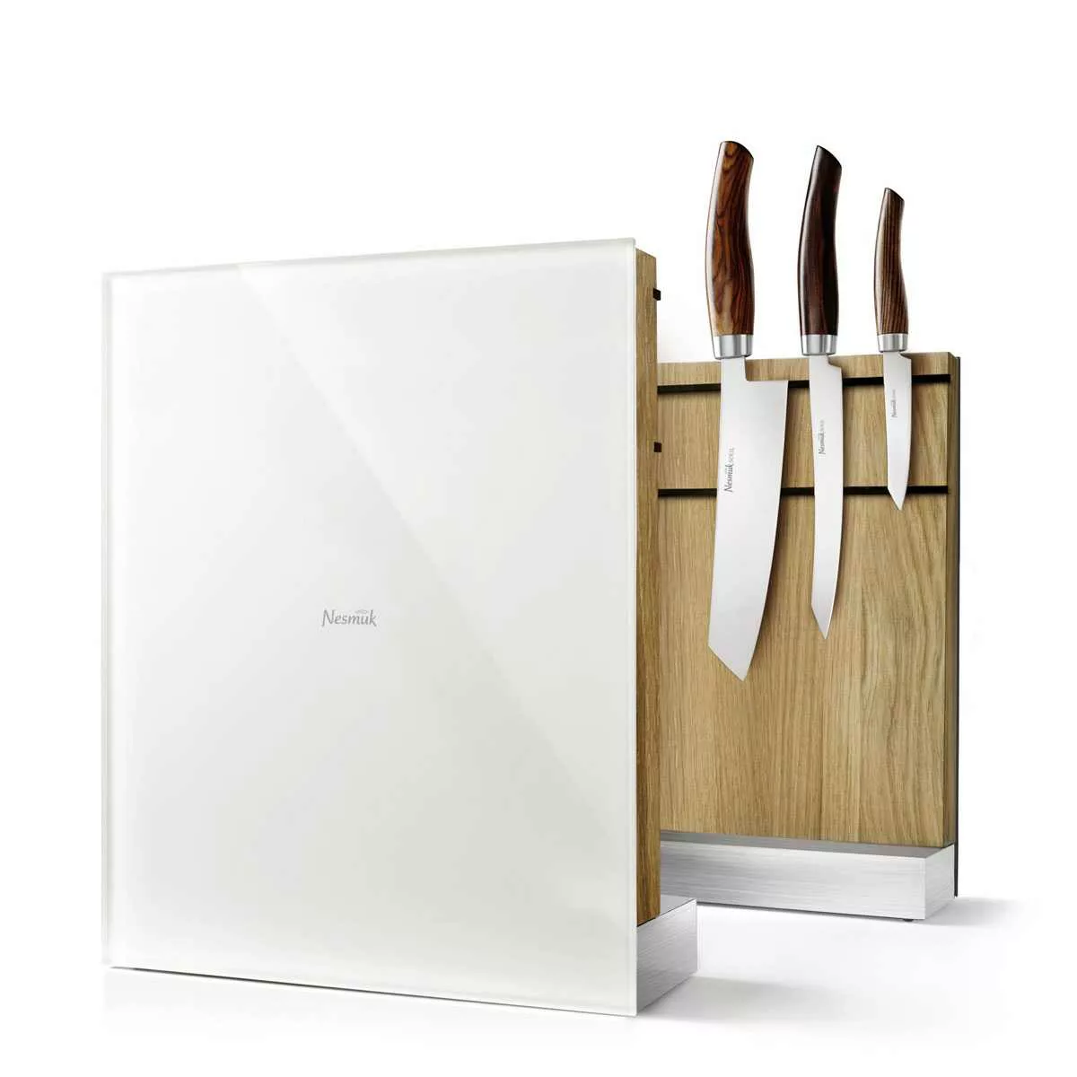 Nesmuk Messerhalter magnetisch - Eiche - Glasfront weiß - unbestückt günstig online kaufen