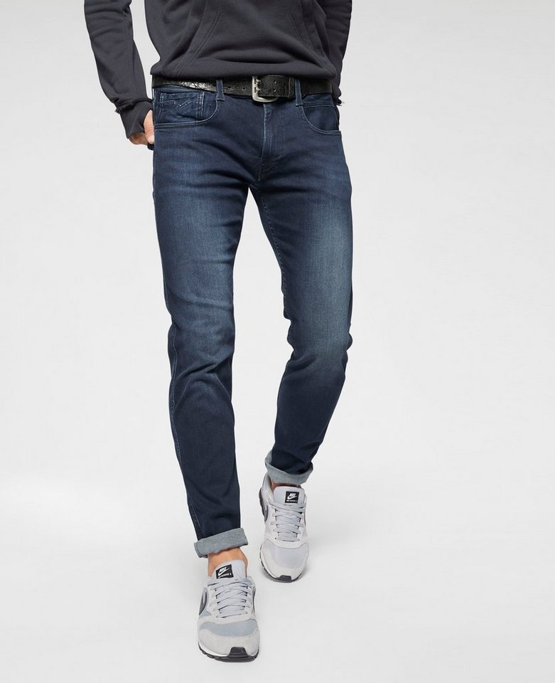 Replay Herren Jeans Anbass - Slim Fit - Grau - Dark Grey Denim günstig online kaufen