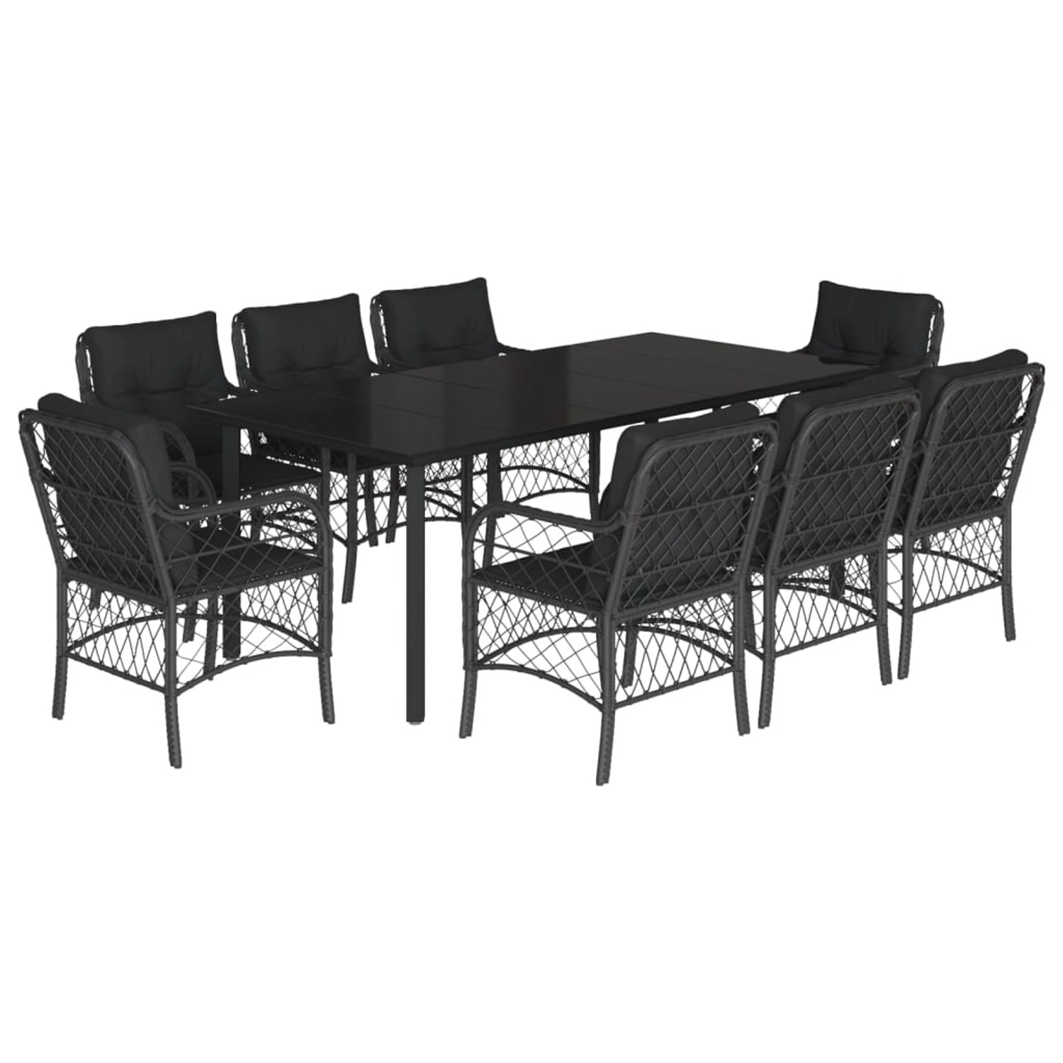 vidaXL 9-Tlg Garten-Essgruppe mit Kissen Schwarz Poly Rattan 3212109 günstig online kaufen