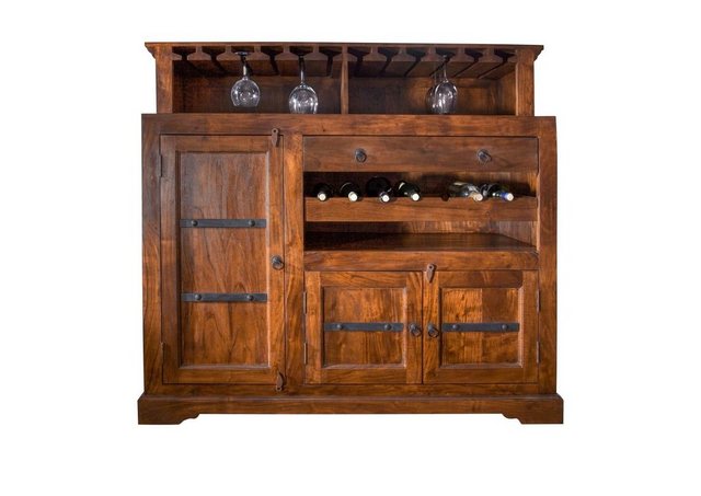 Massivmoebel24 Barschrank (Bar Akazie 140x66x125 honig lackiert OXFORD #090 günstig online kaufen