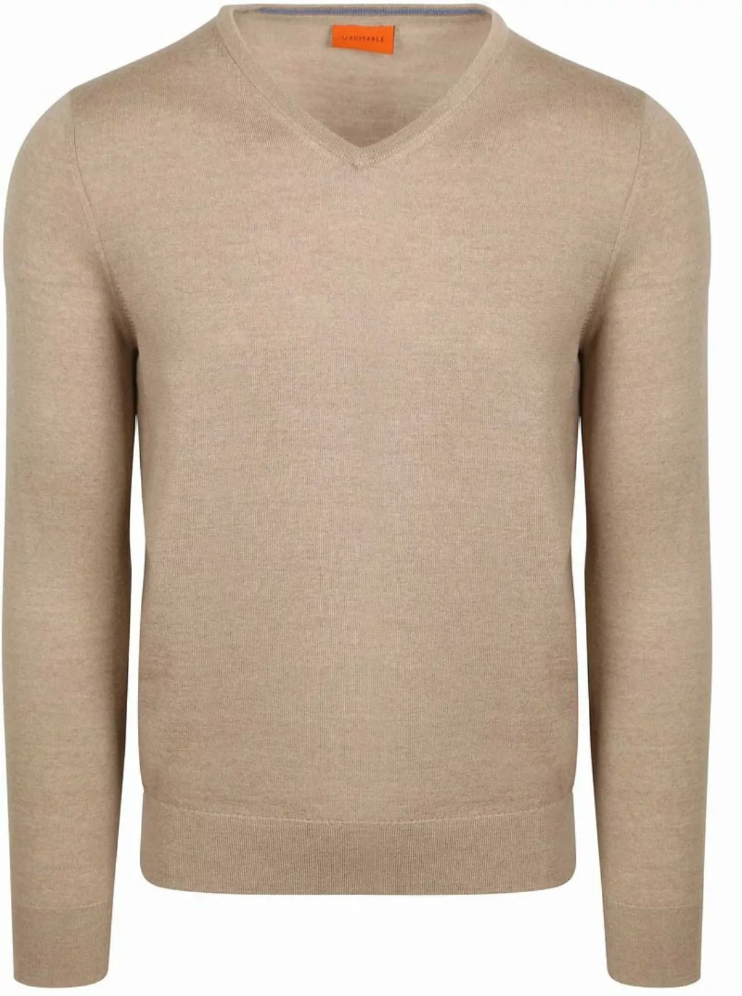 Suitable Merino Pullover V-Ausschnitt Beige - Größe L günstig online kaufen