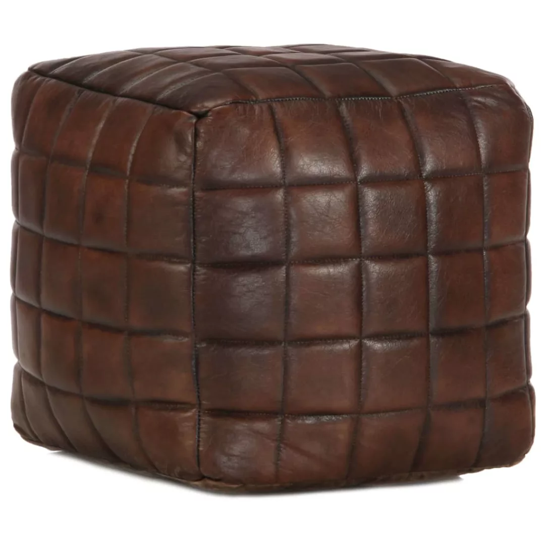 Pouf Dunkelbraun 40 X 40 X 40 Cm Echtes Ziegenleder günstig online kaufen