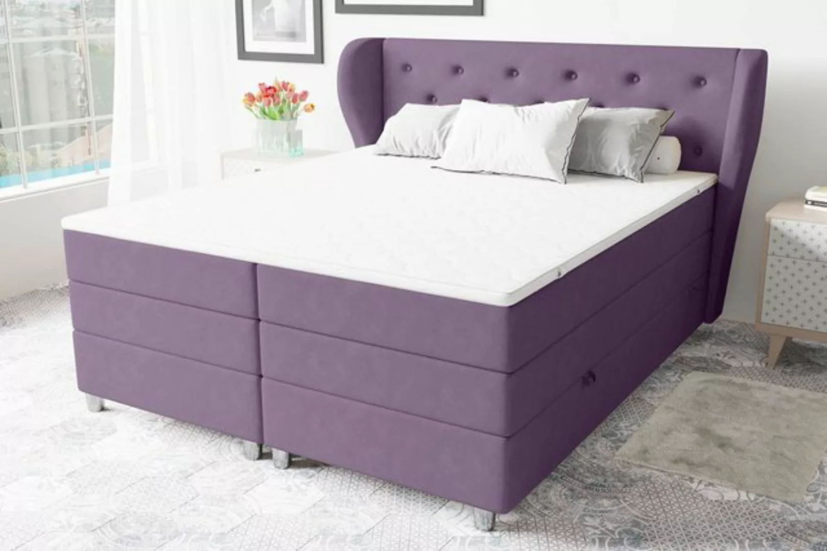 Stylefy Boxspringbett Helios (Schlafzimmerbett, Bett), gepolstert günstig online kaufen