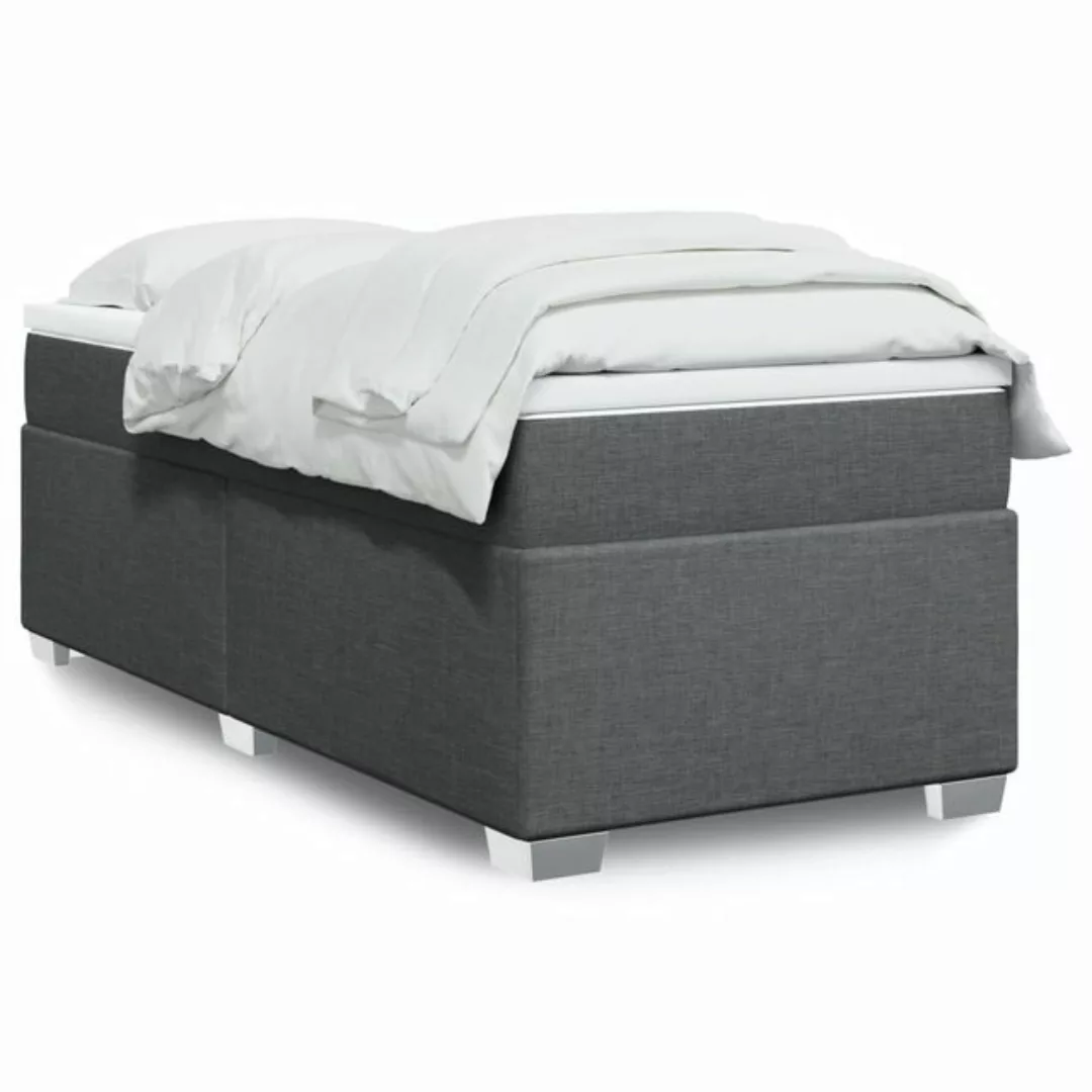 vidaXL Bettgestell Boxspringbett mit Matratze Dunkelgrau 90x200 cm Stoff Be günstig online kaufen