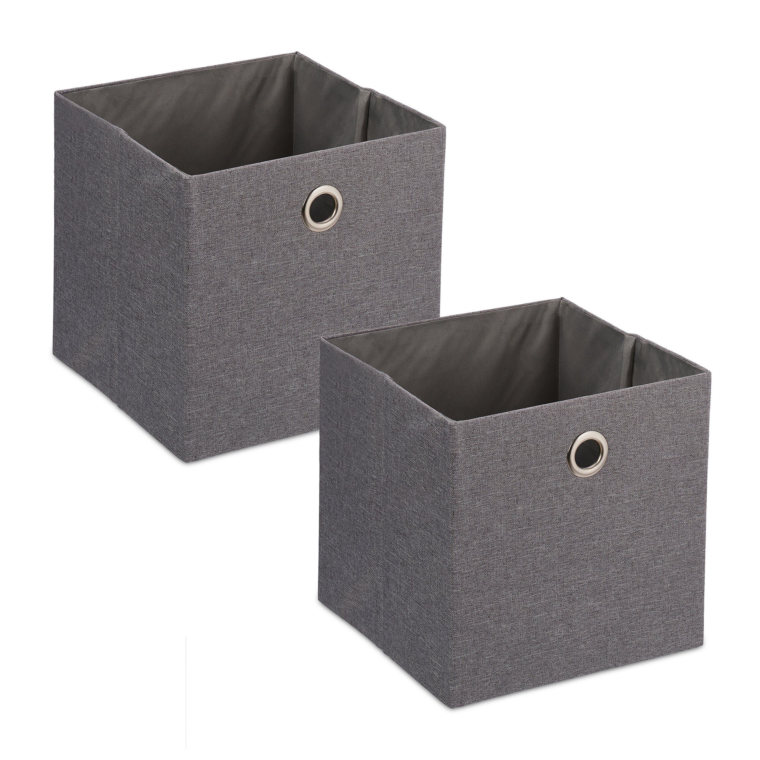 relaxdays Aufbewahrungsbox im 2er Set, Grau günstig online kaufen
