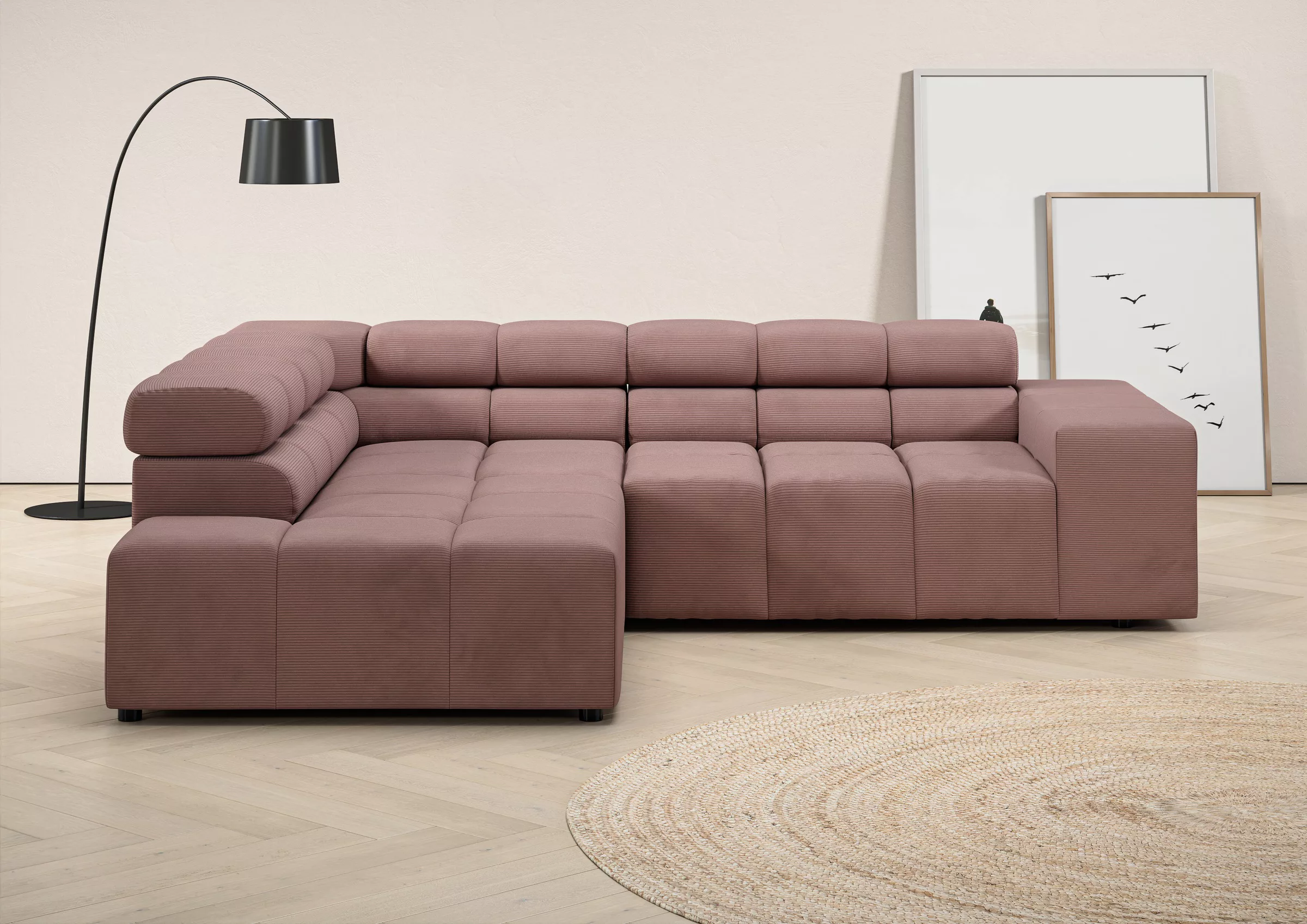 INOSIGN Ecksofa "Ancona, incl. Kopfteilverstellung + 3 Zierkissen, L-Form, günstig online kaufen